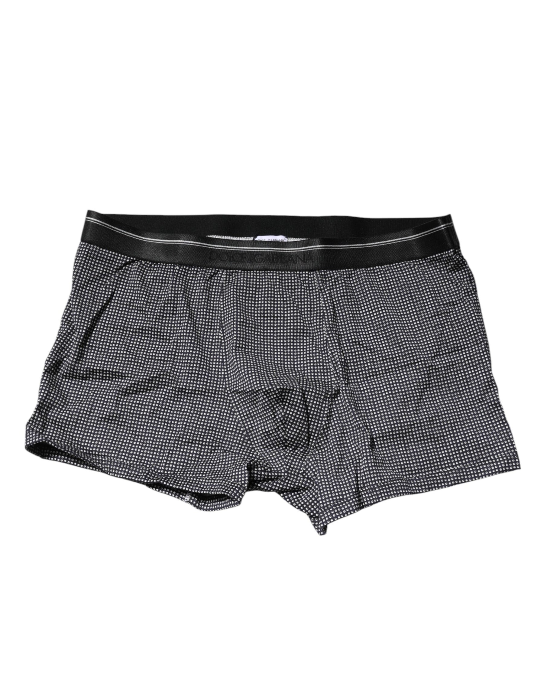 Dolce & Gabbana Gray Printed Cotton Boxer Short Underwear | Regal Royce