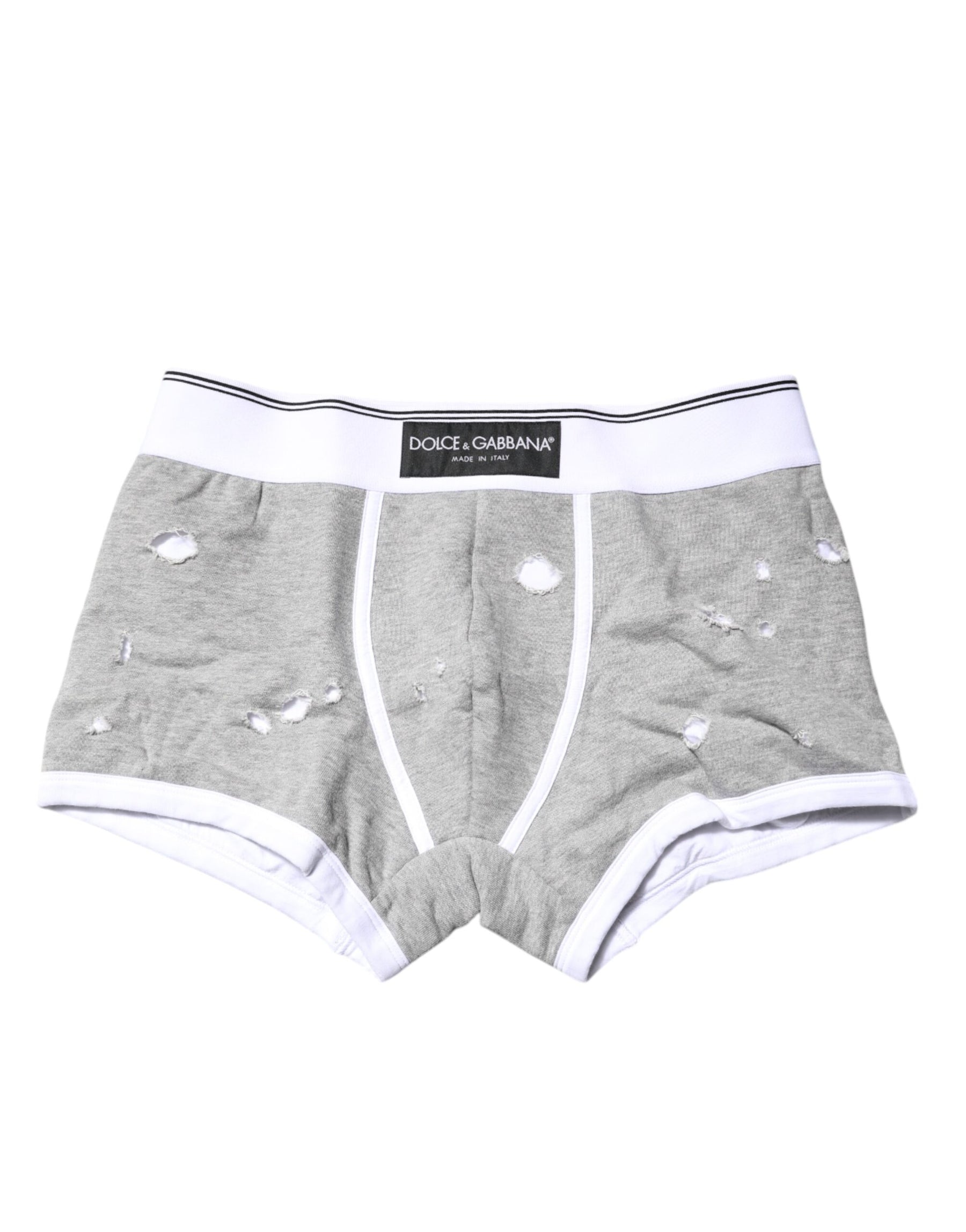 Dolce & Gabbana Gray Cotton Stretch Regular Boxer Underwear | Regal Royce