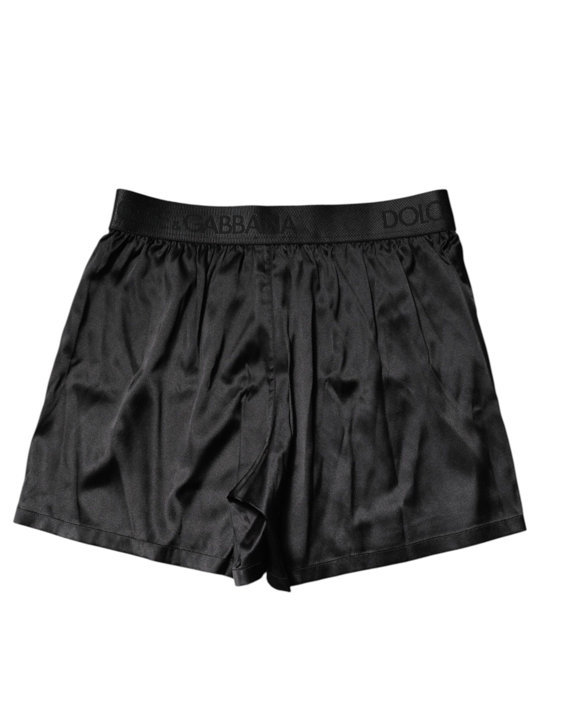 Dolce & Gabbana Black Logo Waist Regular Boxer Shorts Underwear | Regal Royce