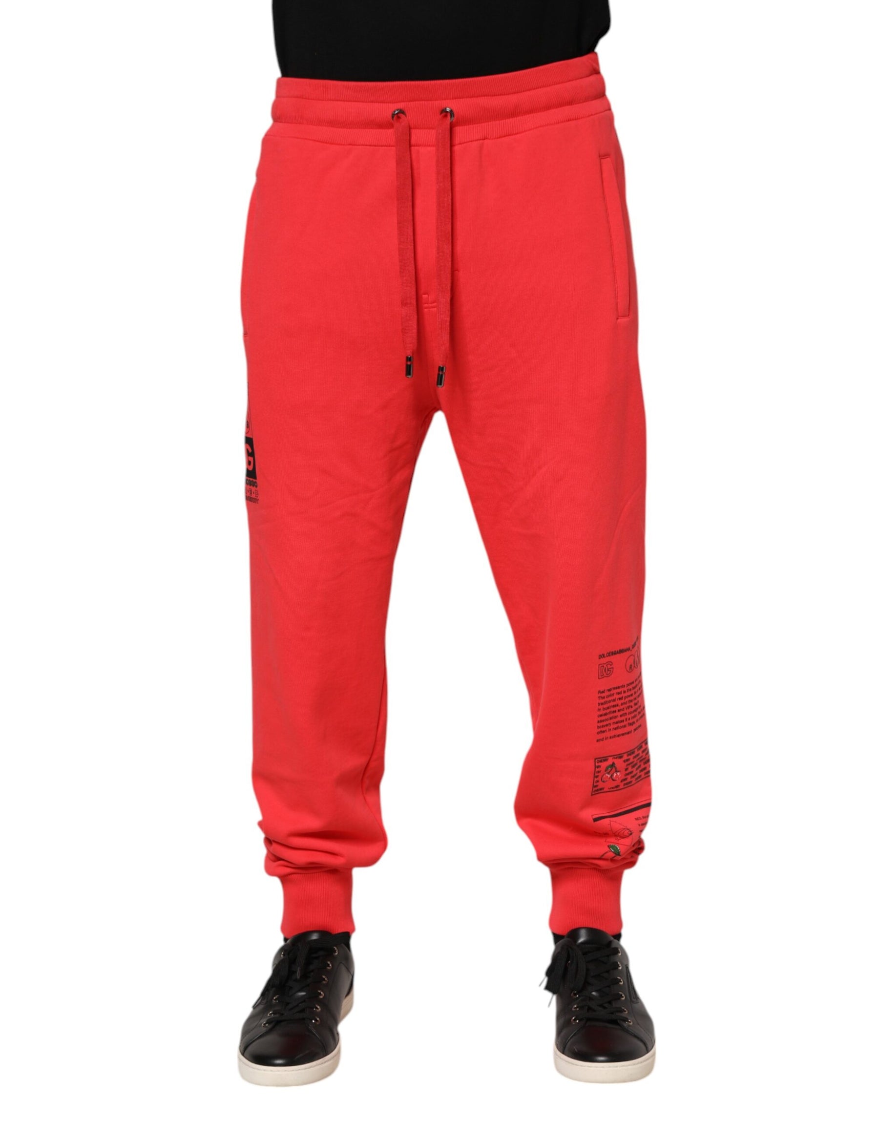 Dolce & Gabbana Red Cotton Men Jogger Sweatpants Pants | Regal Royce