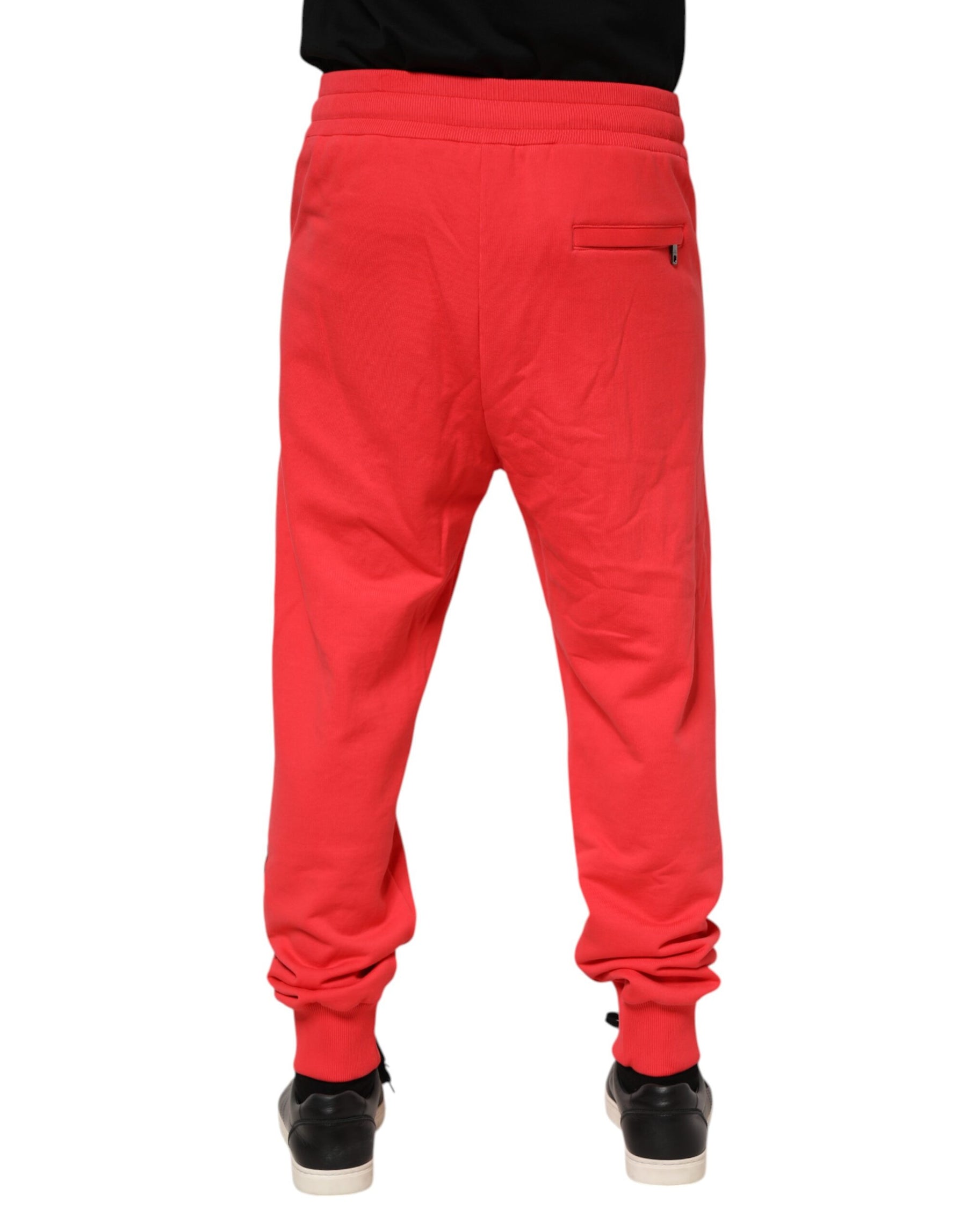 Dolce & Gabbana Red Cotton Men Jogger Sweatpants Pants | Regal Royce