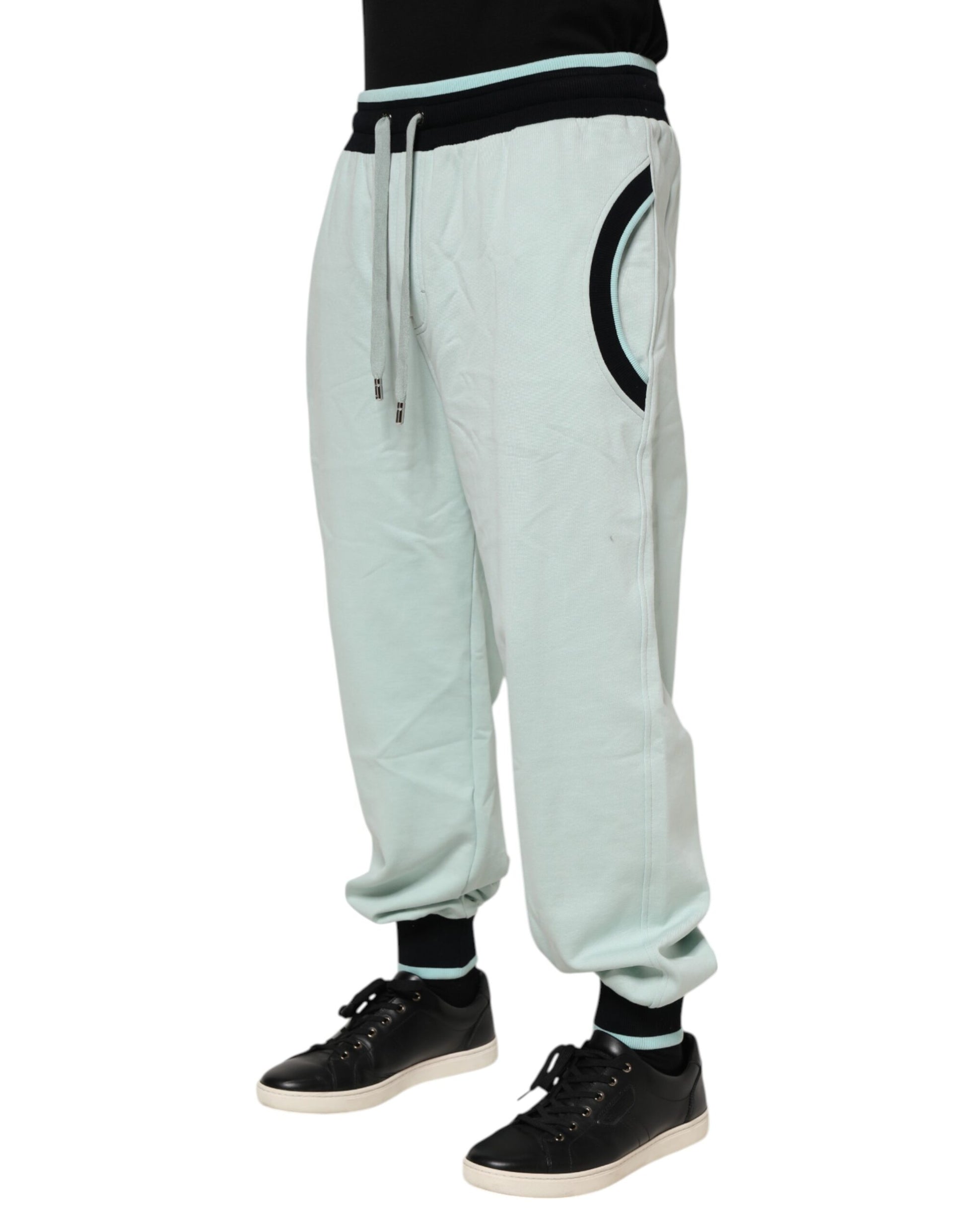 Dolce & Gabbana Light Green Cotton Men Jogger Sweatpants Pants