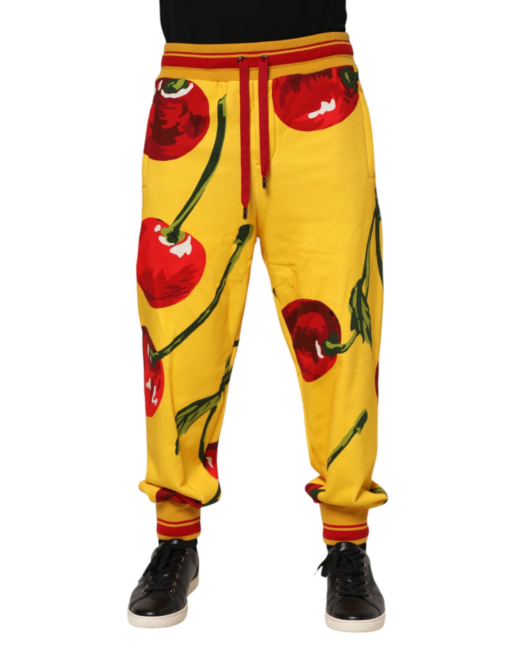 Dolce & Gabbana Yellow Cherry Print Jogger Sweatpants Pants | Regal Royce