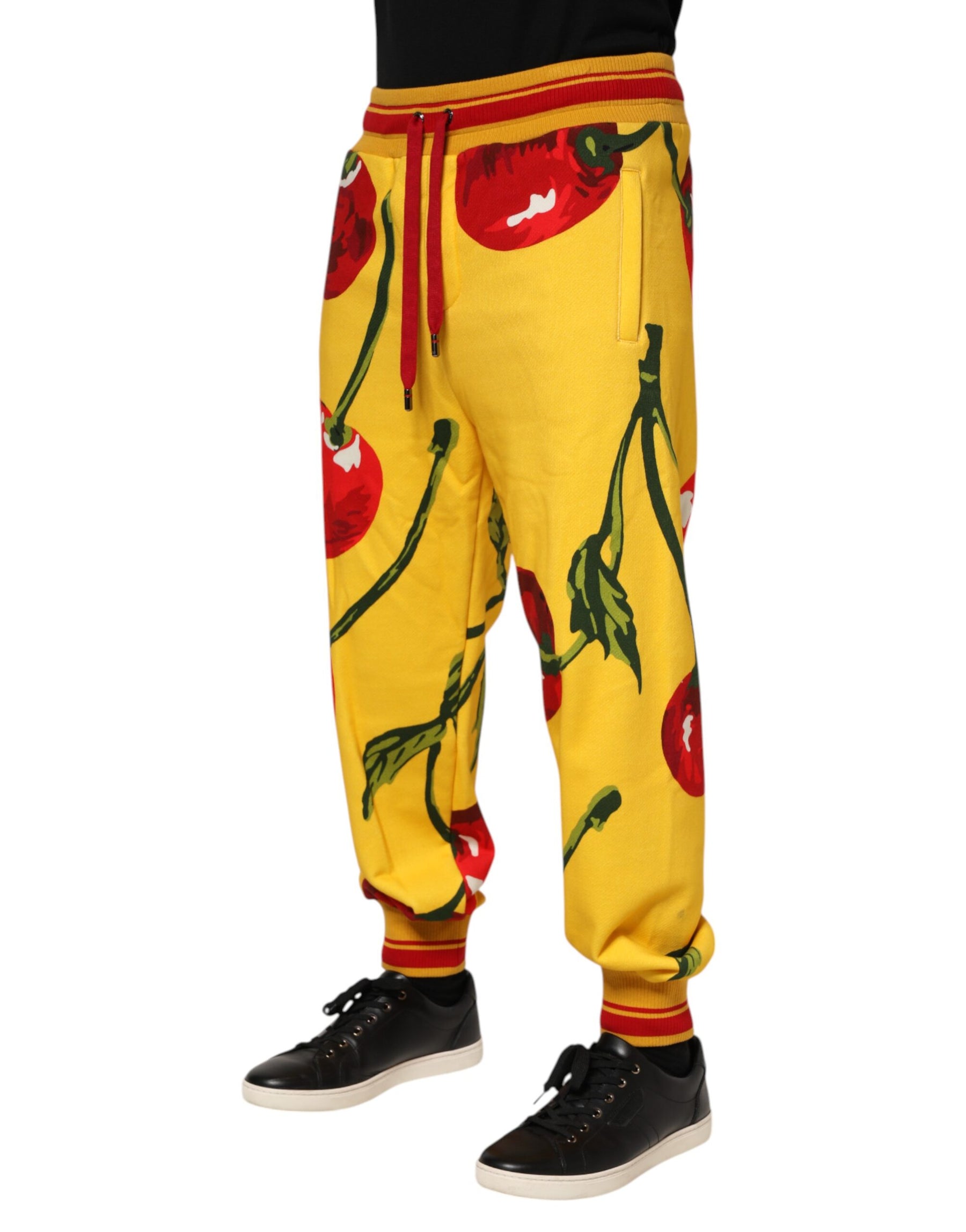 Dolce & Gabbana Yellow Cherry Print Jogger Sweatpants Pants | Regal Royce