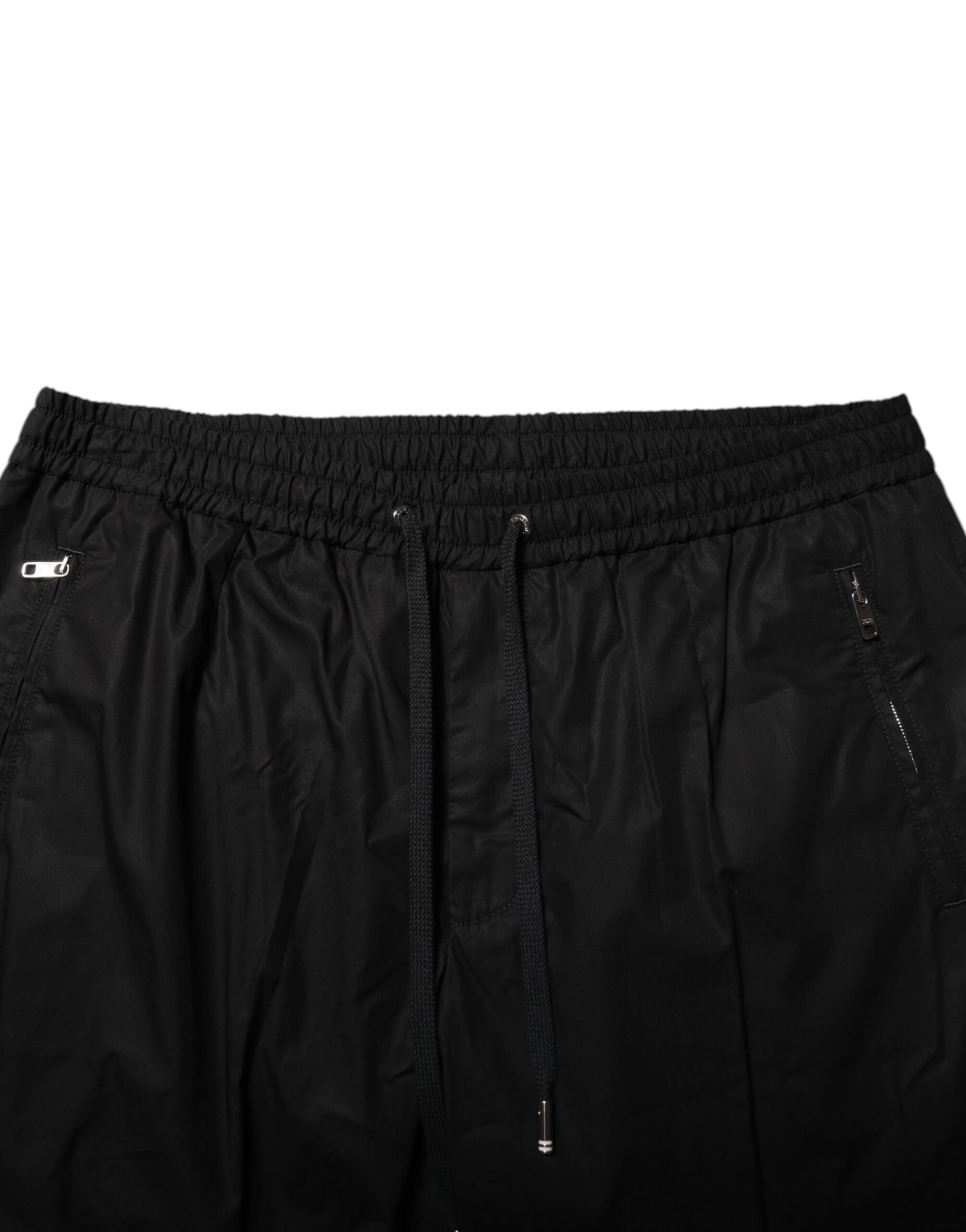 Dolce & Gabbana Black Cotton Logo Tape Men Jogger Pants | Regal Royce