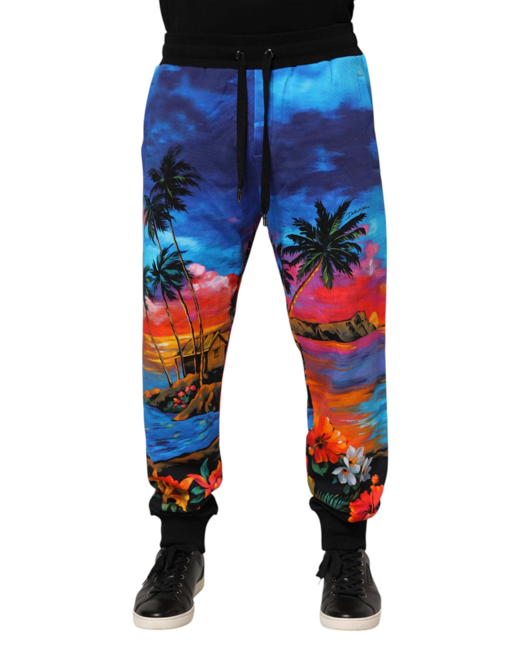 Dolce & Gabbana Blue Hawaiian Print Jogger Sweatpants Pants | Regal Royce