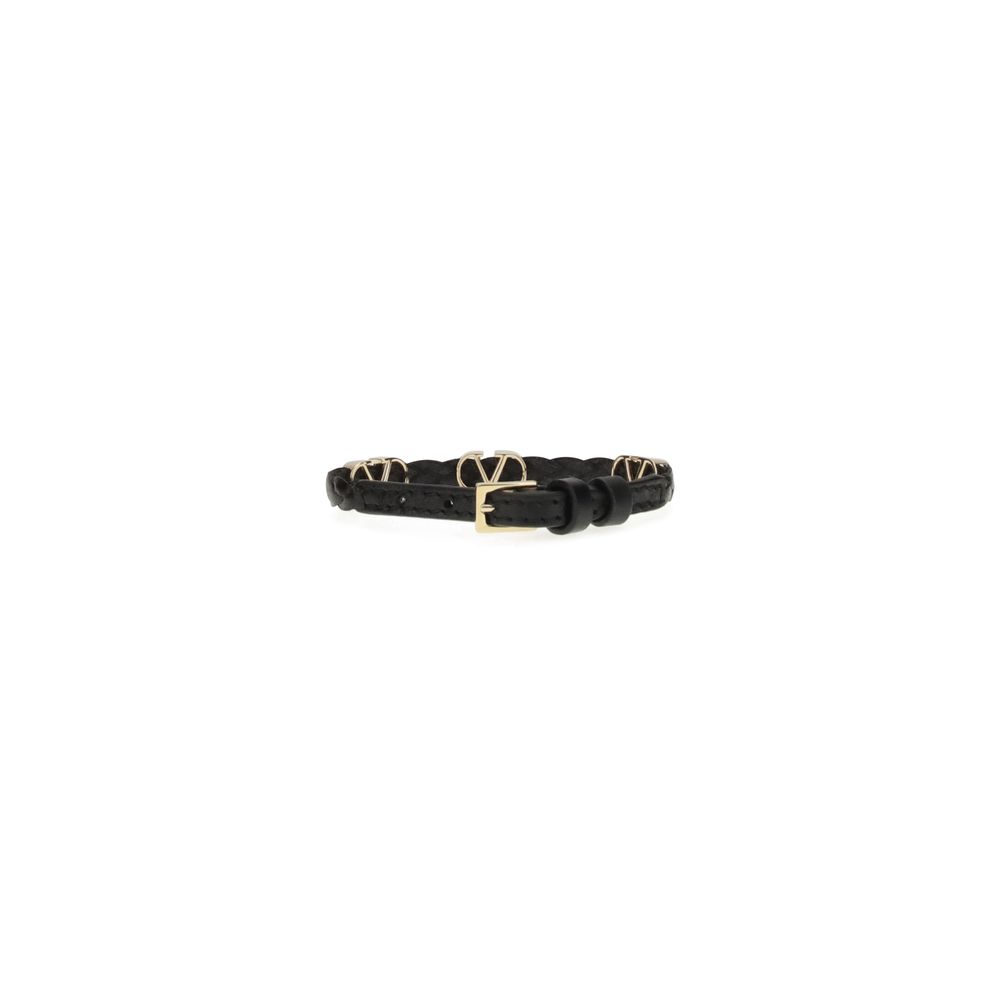 Valentino Garavani Black Calf Leather Bos Taurus Bracelet | Regal Royce