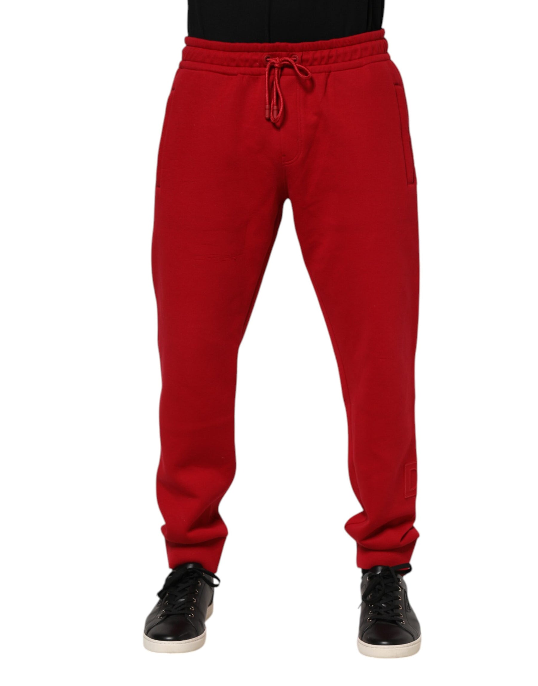 Dolce & Gabbana Red Cotton Logo Jogger Men Sweatpants Pants | Regal Royce
