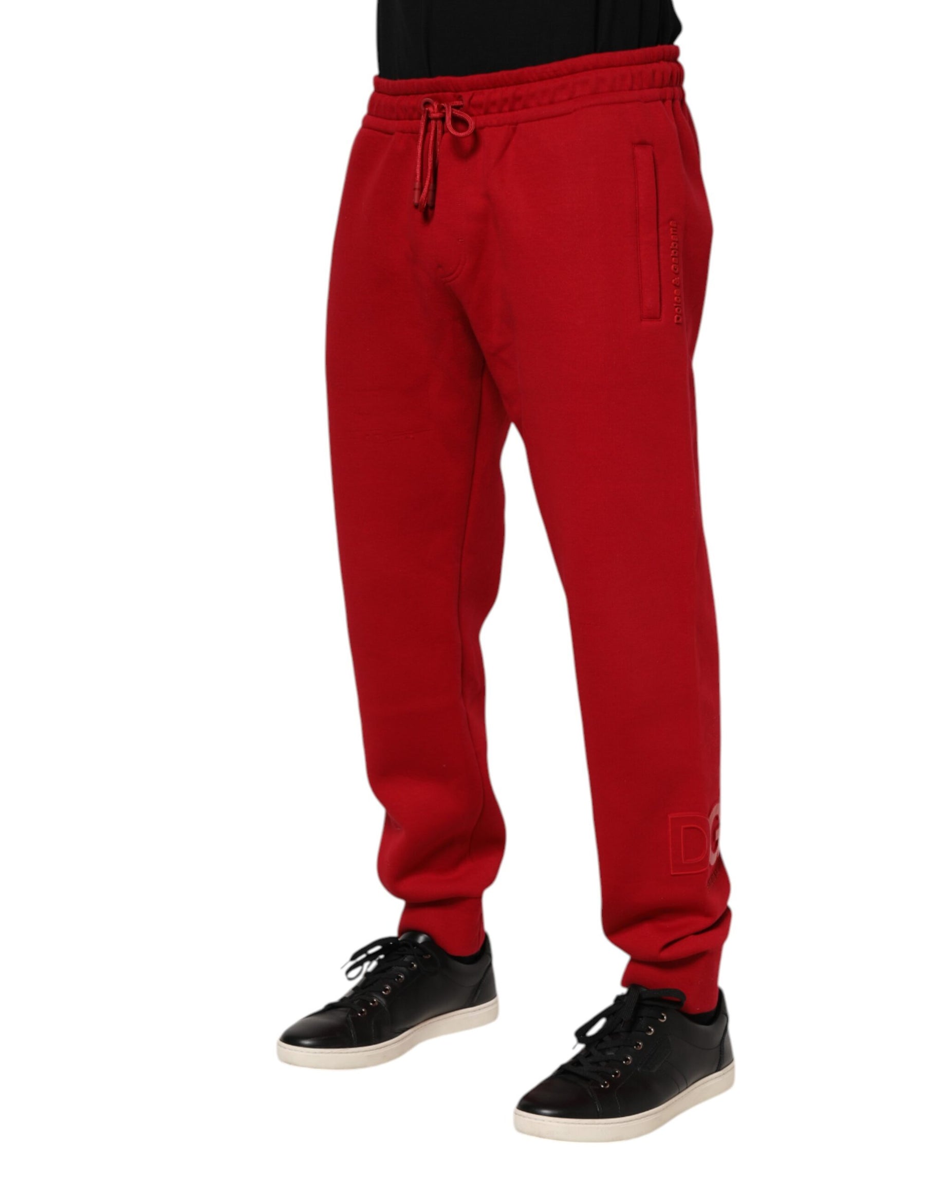 Dolce & Gabbana Red Cotton Logo Jogger Men Sweatpants Pants | Regal Royce