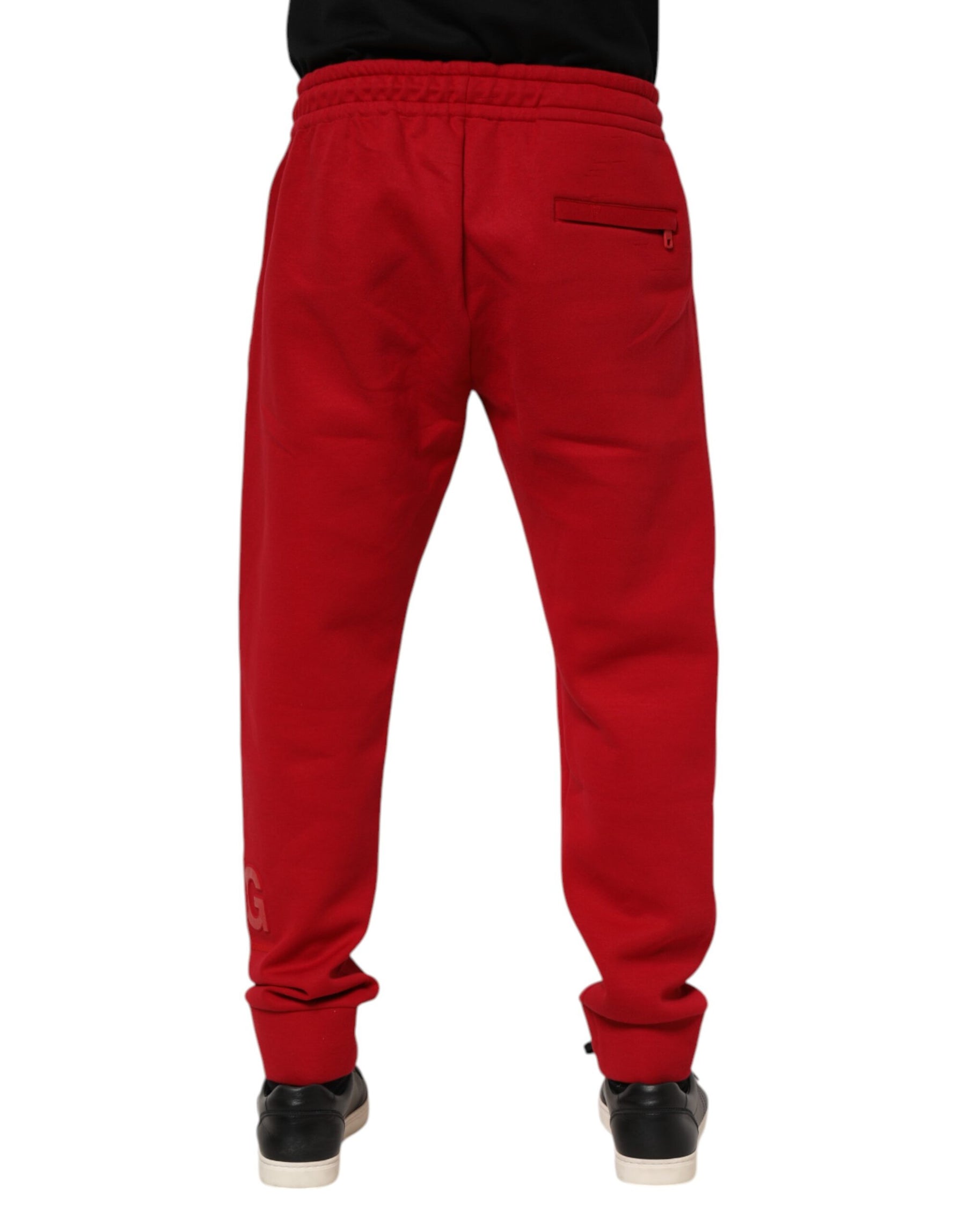 Dolce & Gabbana Red Cotton Logo Jogger Men Sweatpants Pants | Regal Royce