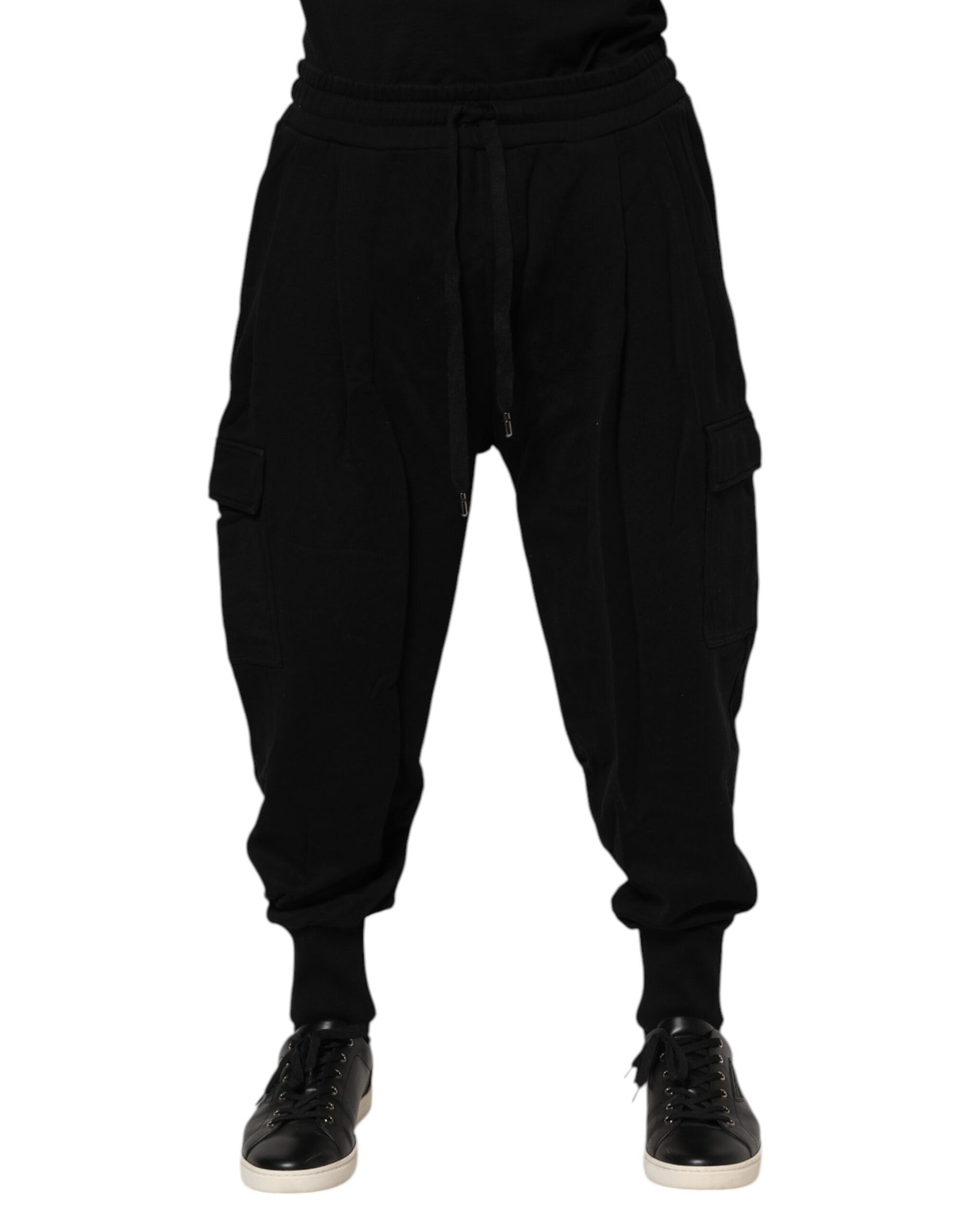 Dolce & Gabbana Black Cotton Logo Jogger Sweatpants Pants | Regal Royce