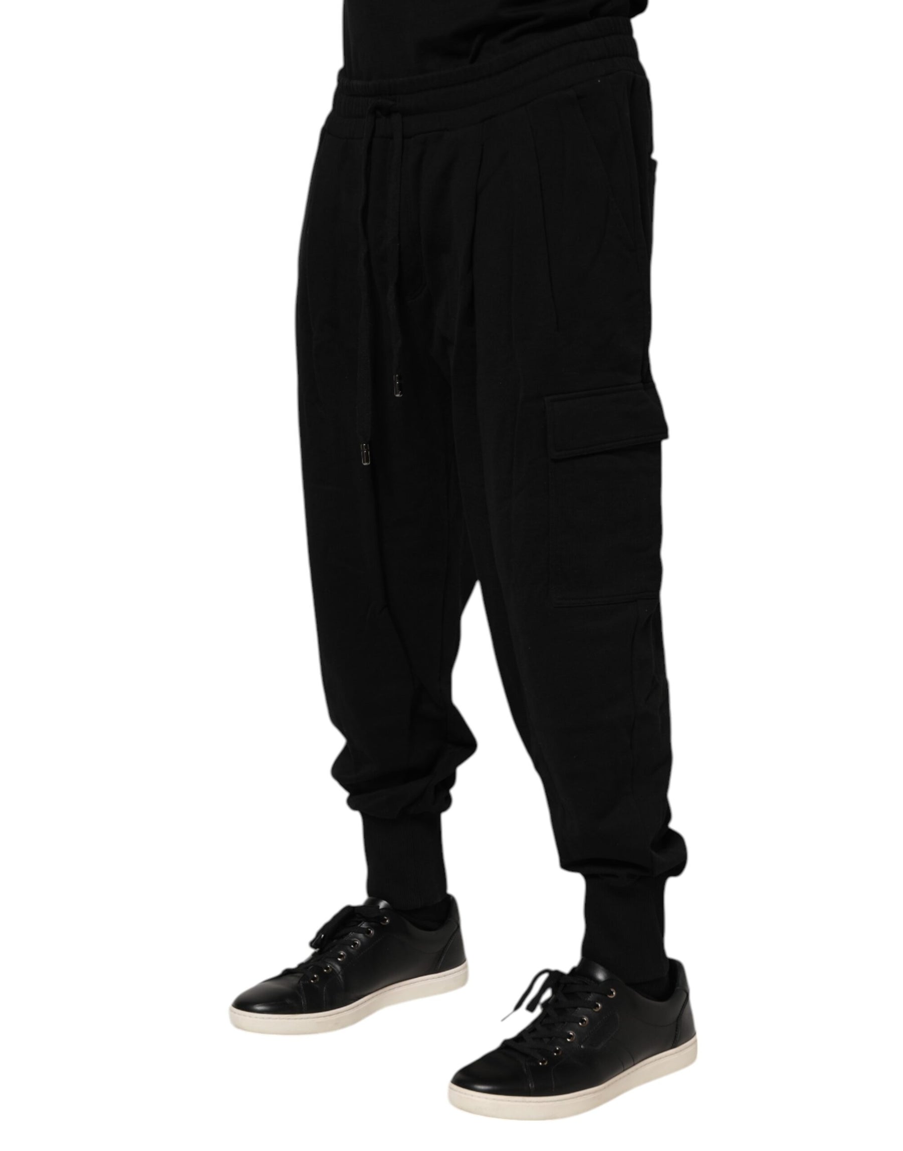 Dolce & Gabbana Black Cotton Logo Jogger Sweatpants Pants | Regal Royce