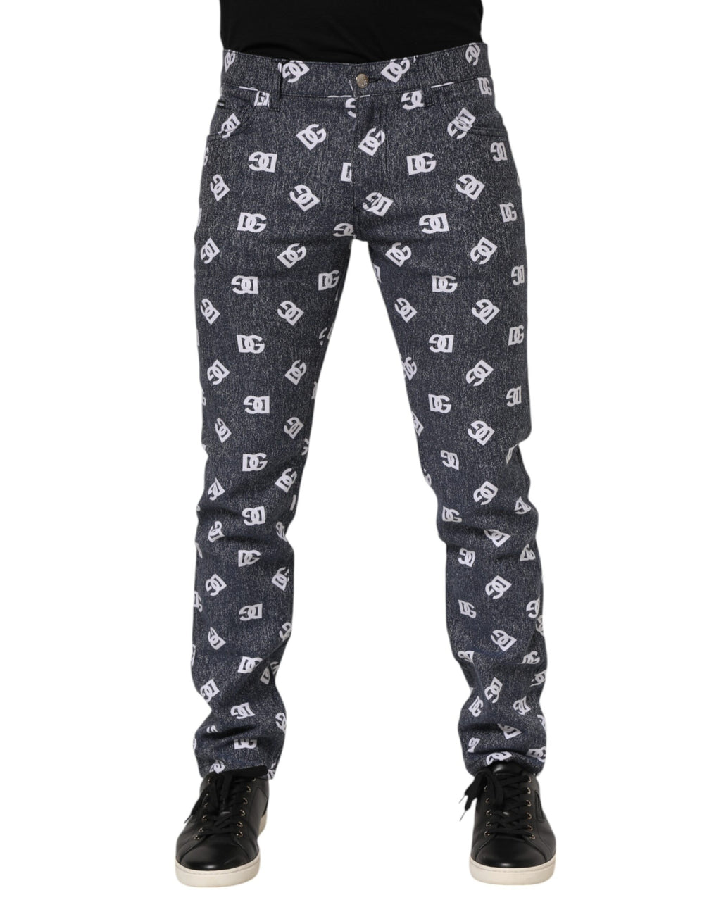 Dolce & Gabbana Dark Gray Logo Cotton Skinny Slim Denim Jeans