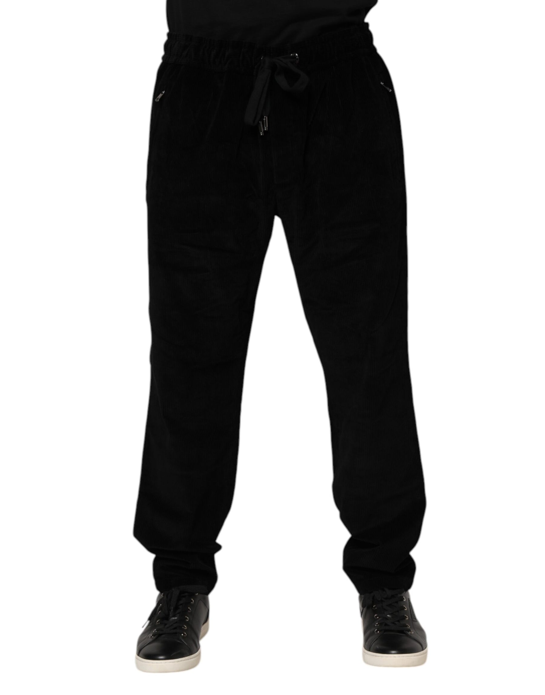 Dolce & Gabbana Black Cotton Men Jogger Sweatpants Pants | Regal Royce