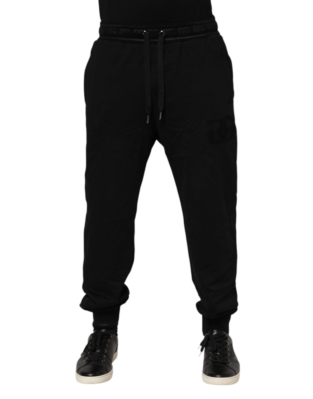 Dolce & Gabbana Black Cotton Drawstring Jogger Pants