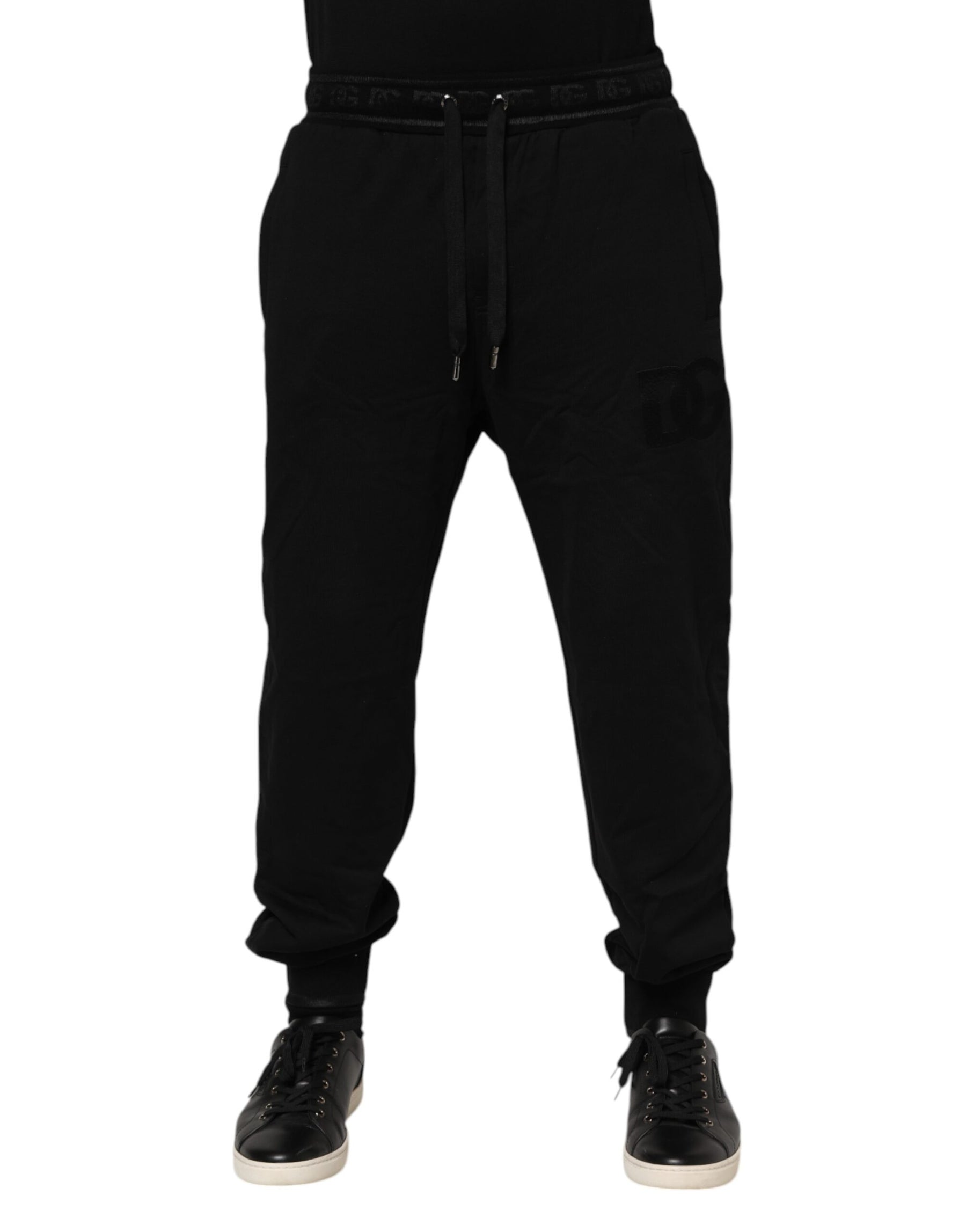 Dolce & Gabbana Black Cotton Drawstring Jogger Pants | Regal Royce
