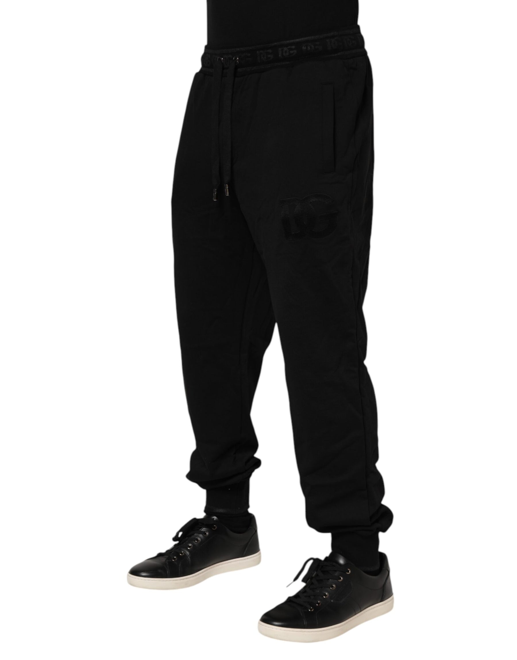 Dolce & Gabbana Black Cotton Drawstring Jogger Pants | Regal Royce