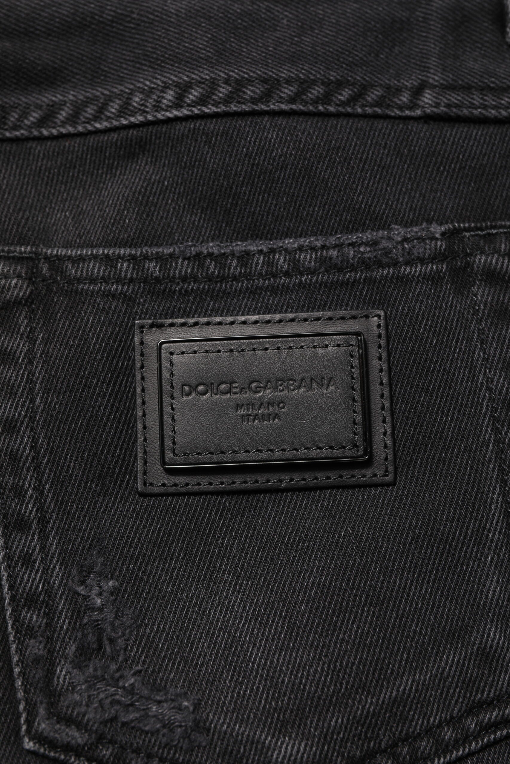 Dolce & Gabbana Black Cotton Logo Plaque Skinny Denim Jeans | Regal Royce