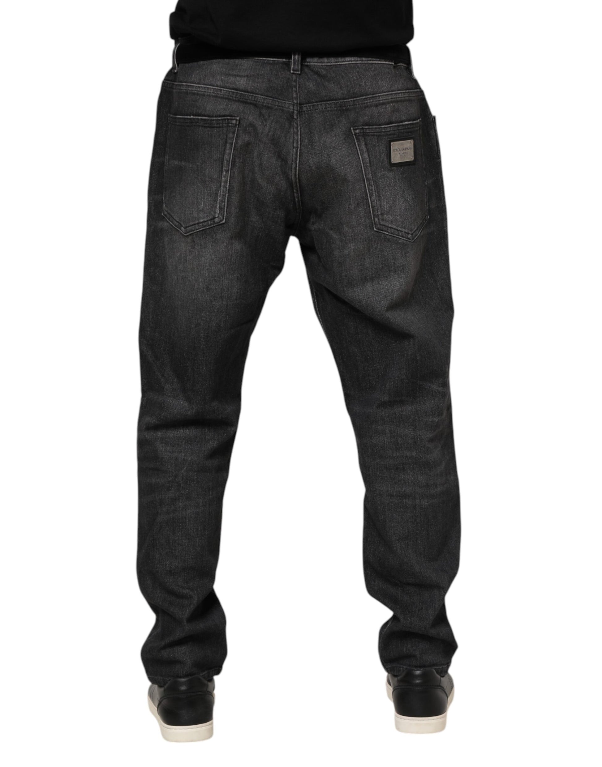 Dolce & Gabbana Gray Washed Cotton Loose Denim Jeans