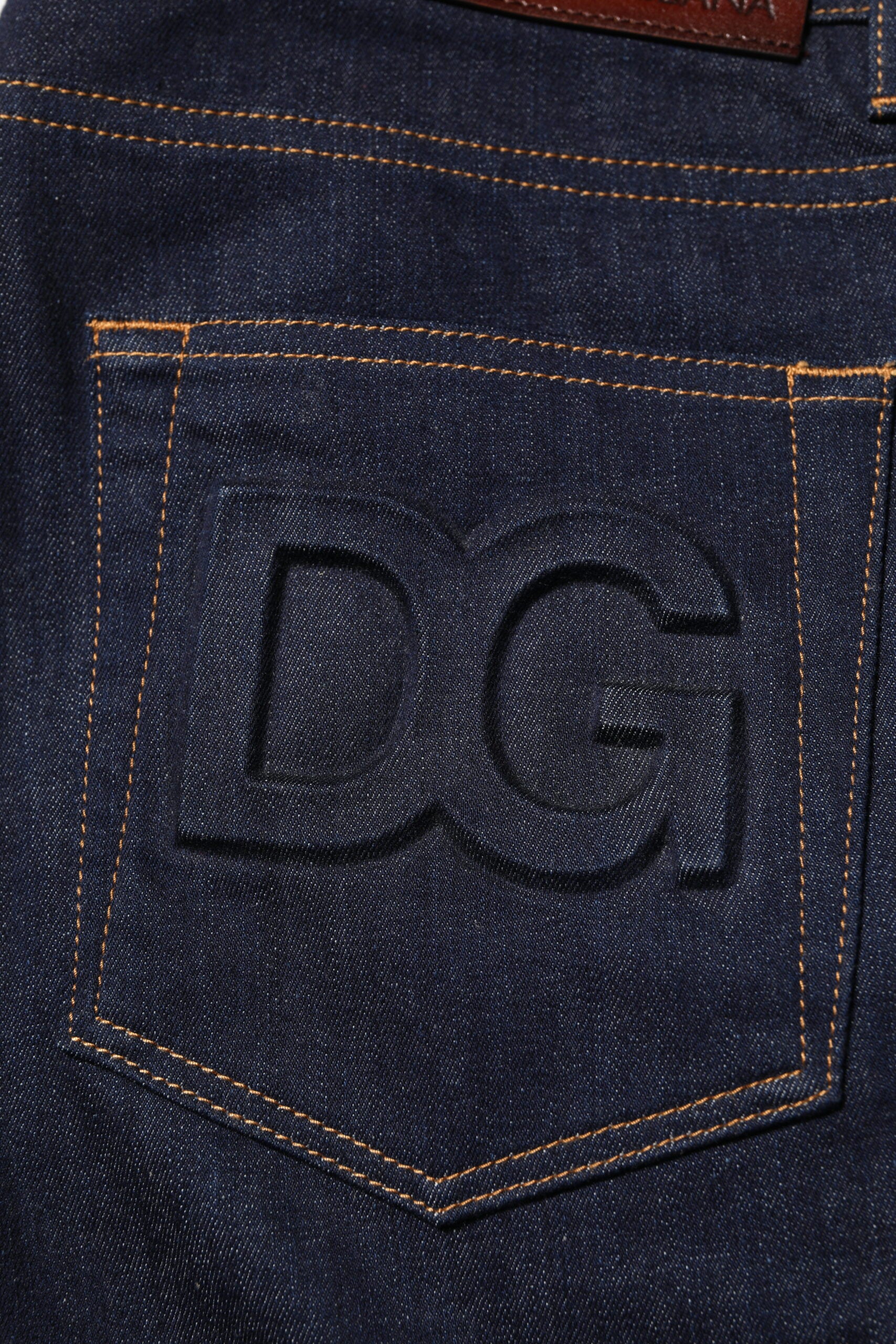 Dolce & Gabbana Dark Blue Cotton Logo Slim Fit Men Denim Jeans | Regal Royce
