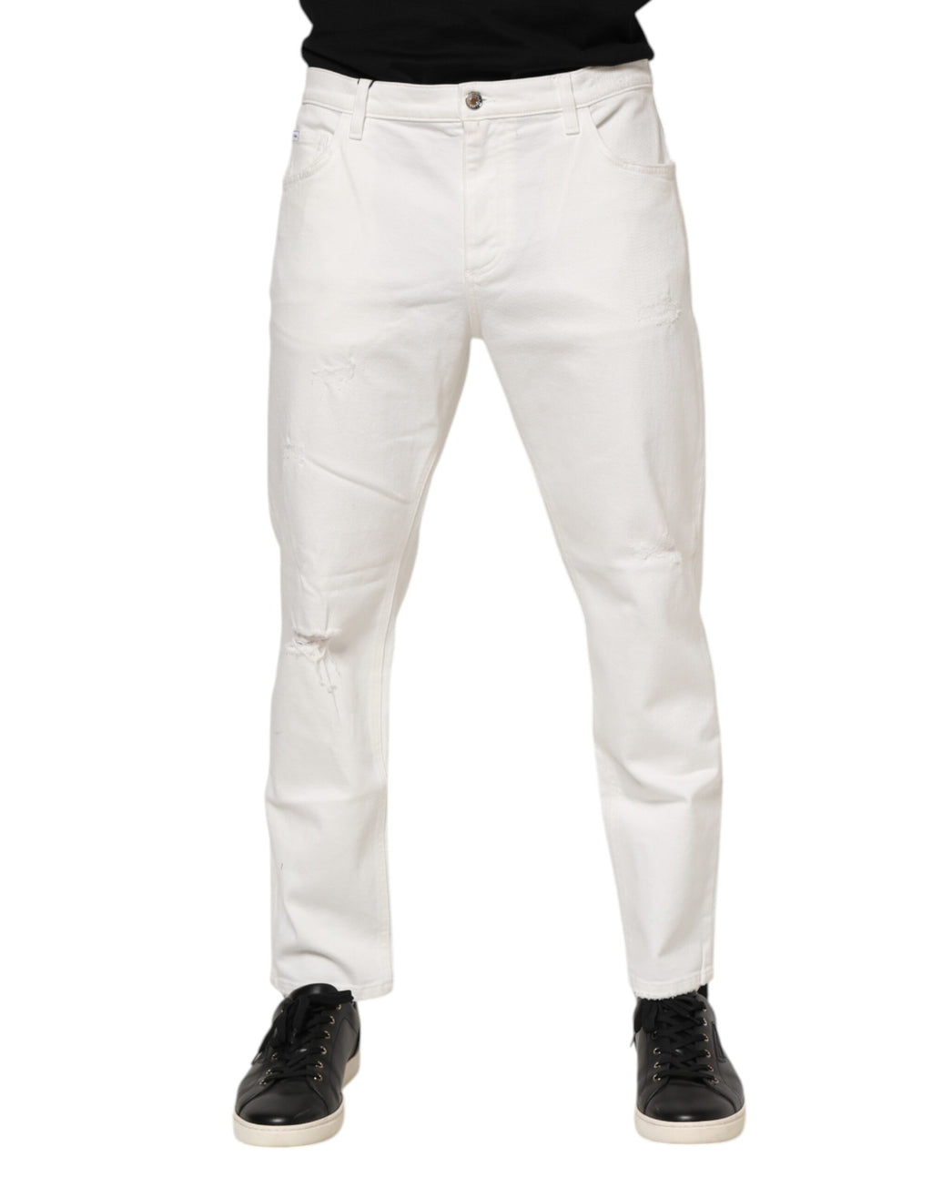 Dolce & Gabbana White Cotton Loose Men Denim Jeans