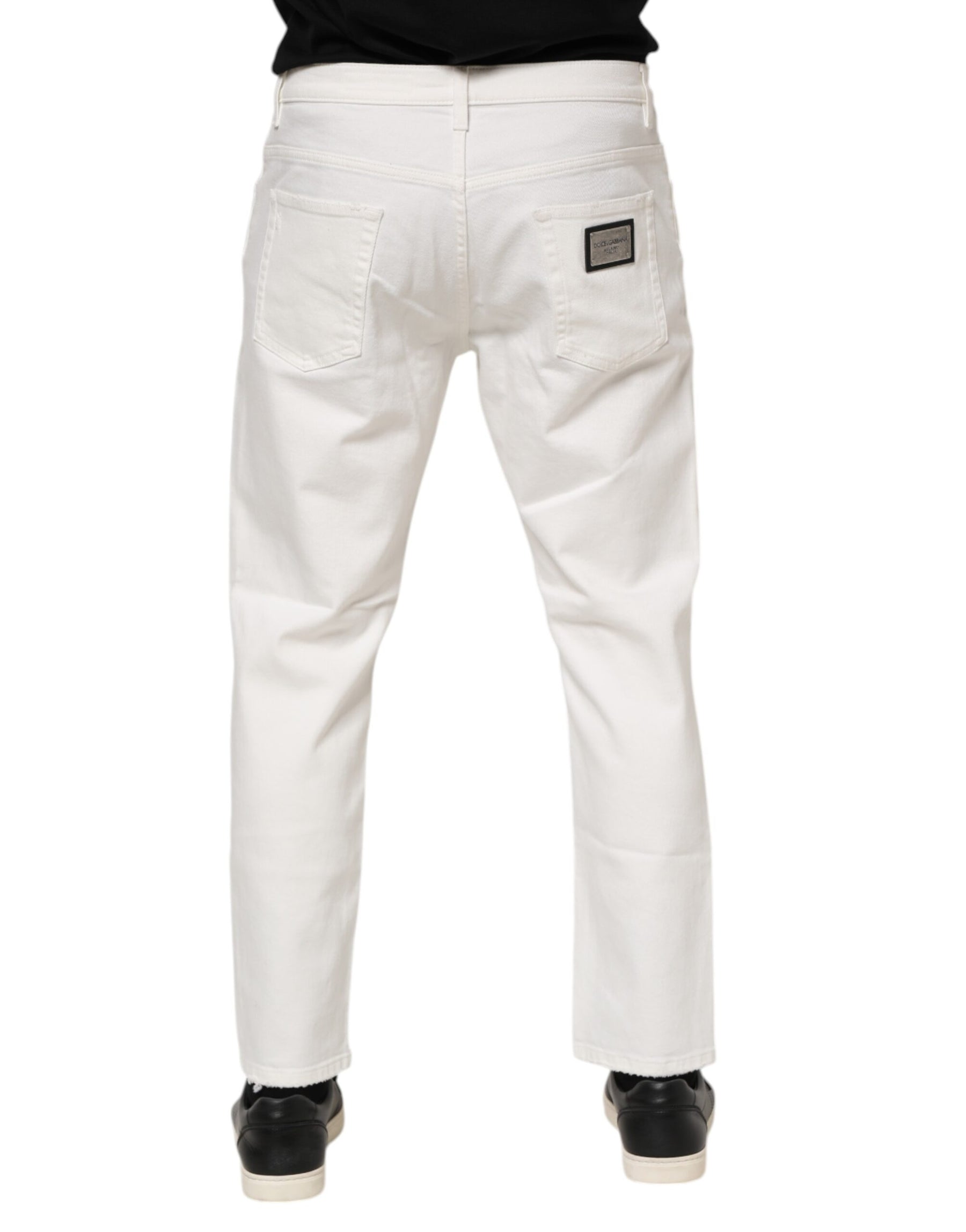 Dolce & Gabbana White Cotton Loose Men Denim Jeans | Regal Royce