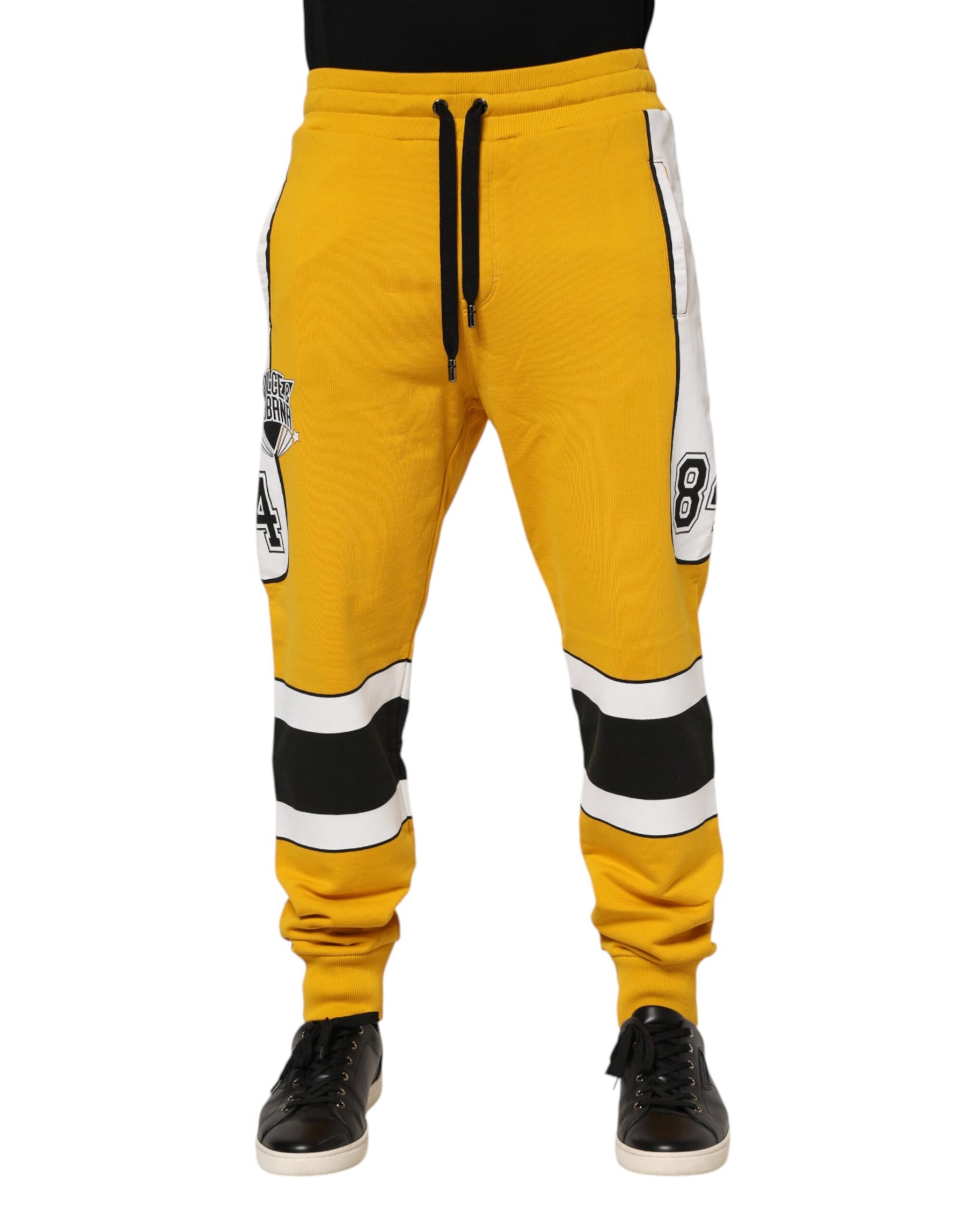 Dolce & Gabbana Yellow Cotton Drawstring Jogger Pants | Regal Royce
