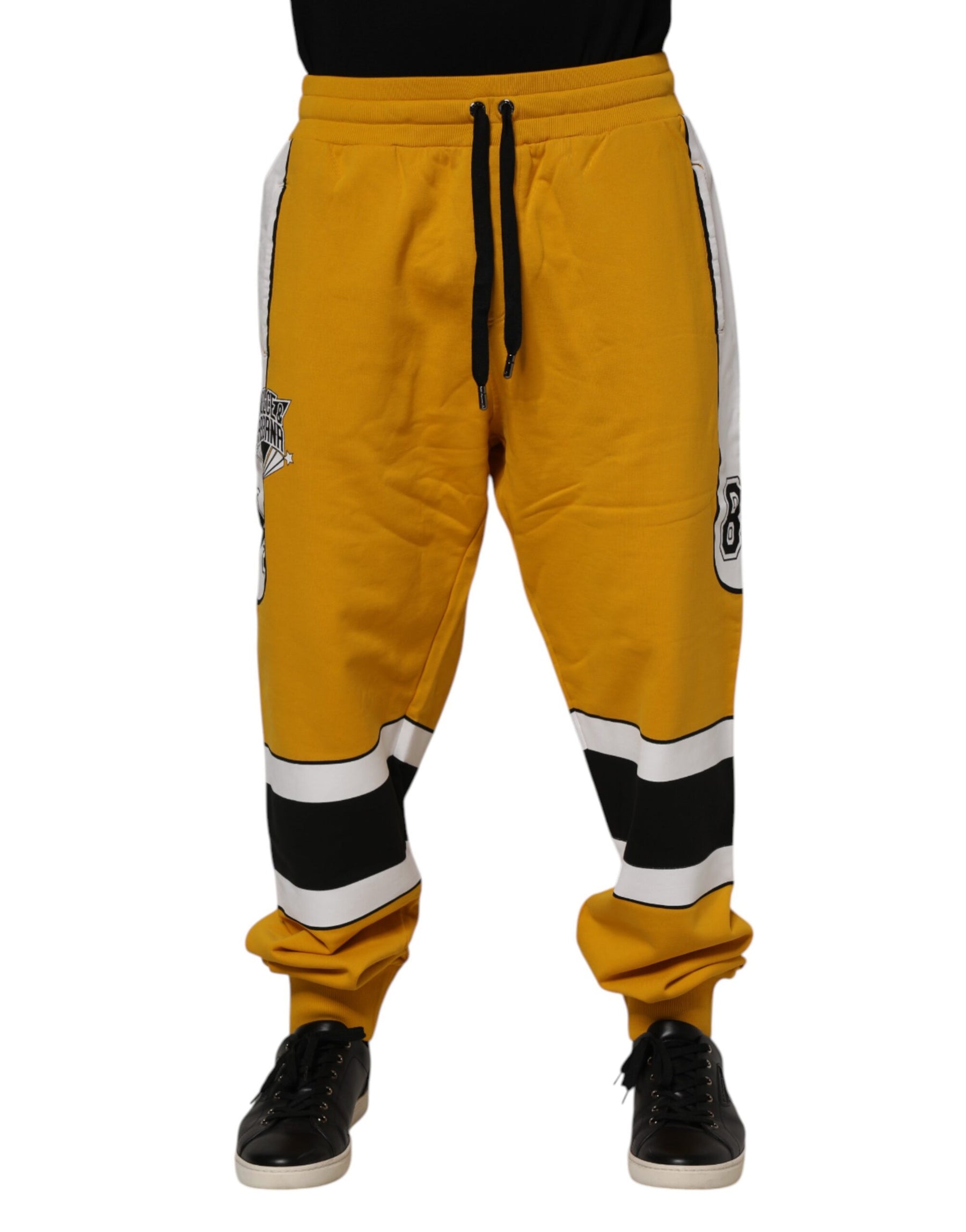 Dolce & Gabbana Yellow Cotton Logo Drawstring Jogger Sweatpants Pants | Regal Royce