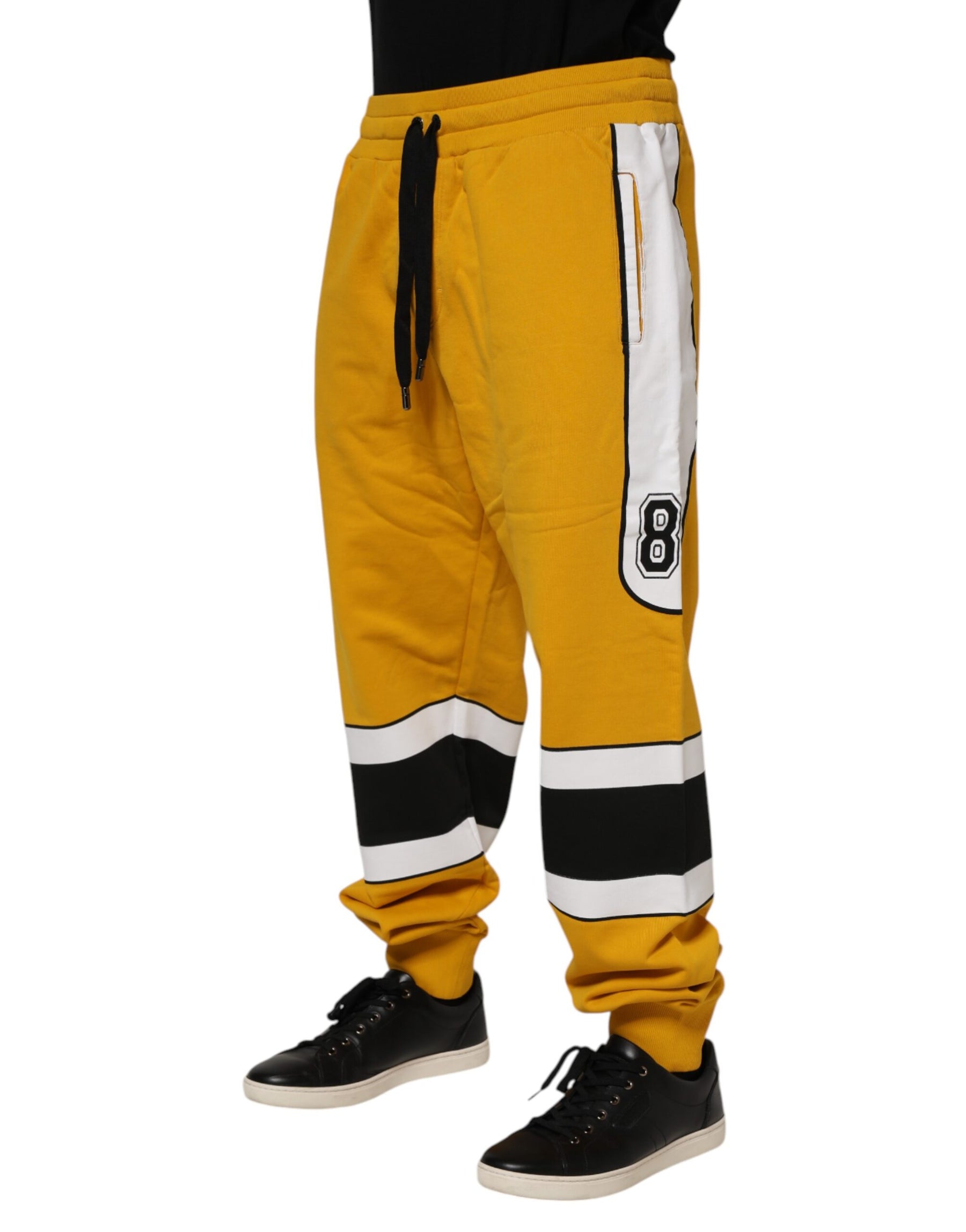 Dolce & Gabbana Yellow Cotton Logo Drawstring Jogger Sweatpants Pants | Regal Royce