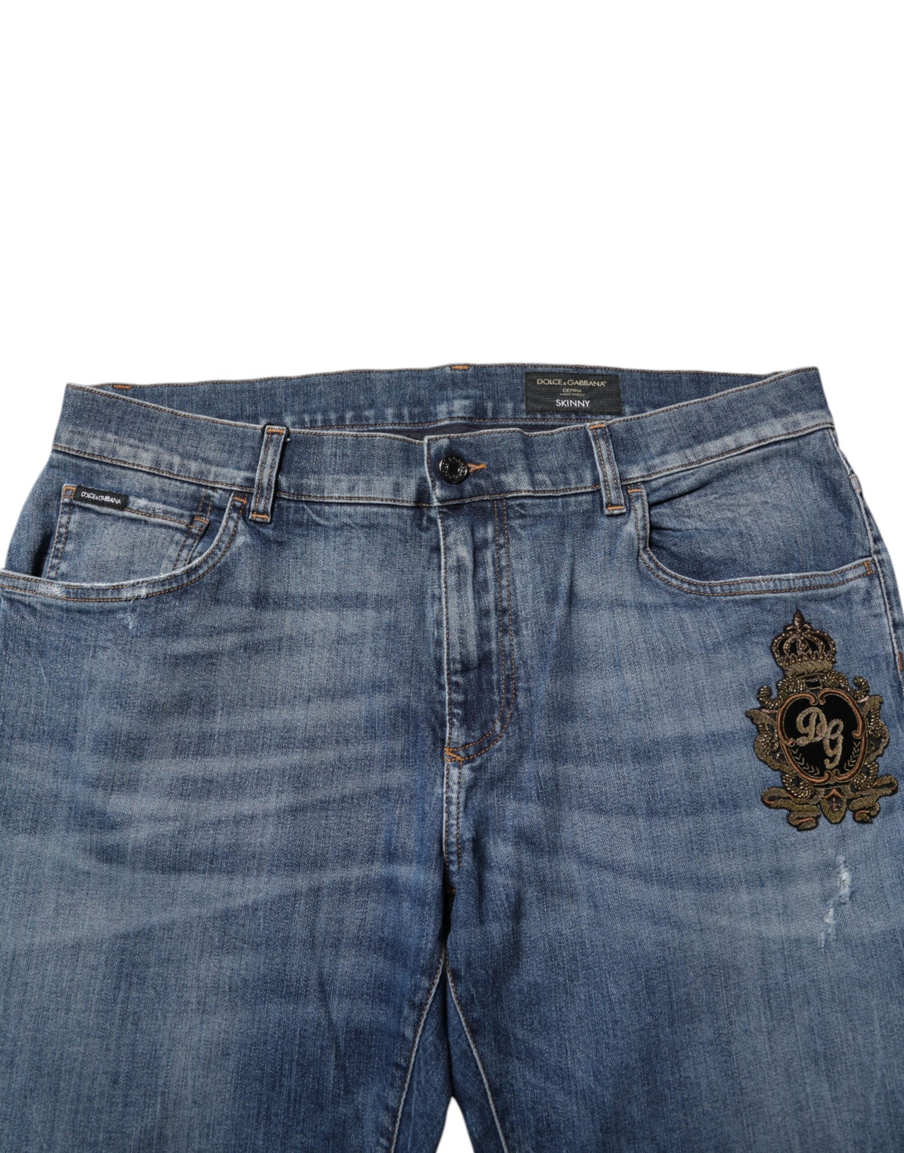 Dolce & Gabbana Blue Logo Embroidery Denim Jeans | Regal Royce