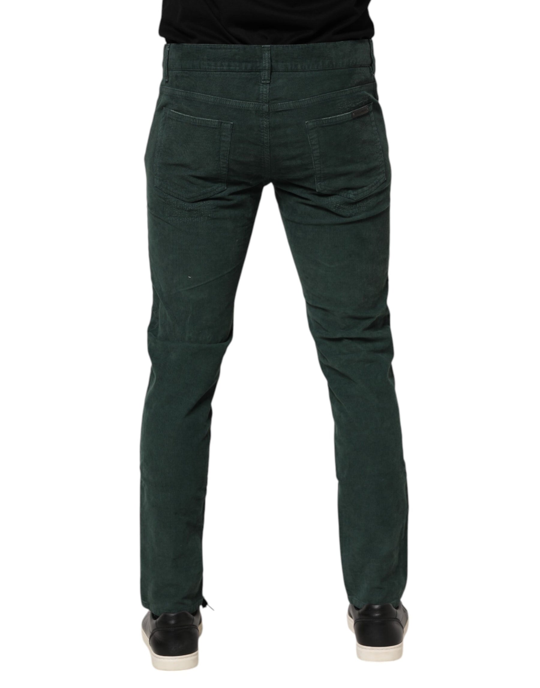 Dolce & Gabbana Green Cotton Corduroy Skinny Pants | Regal Royce