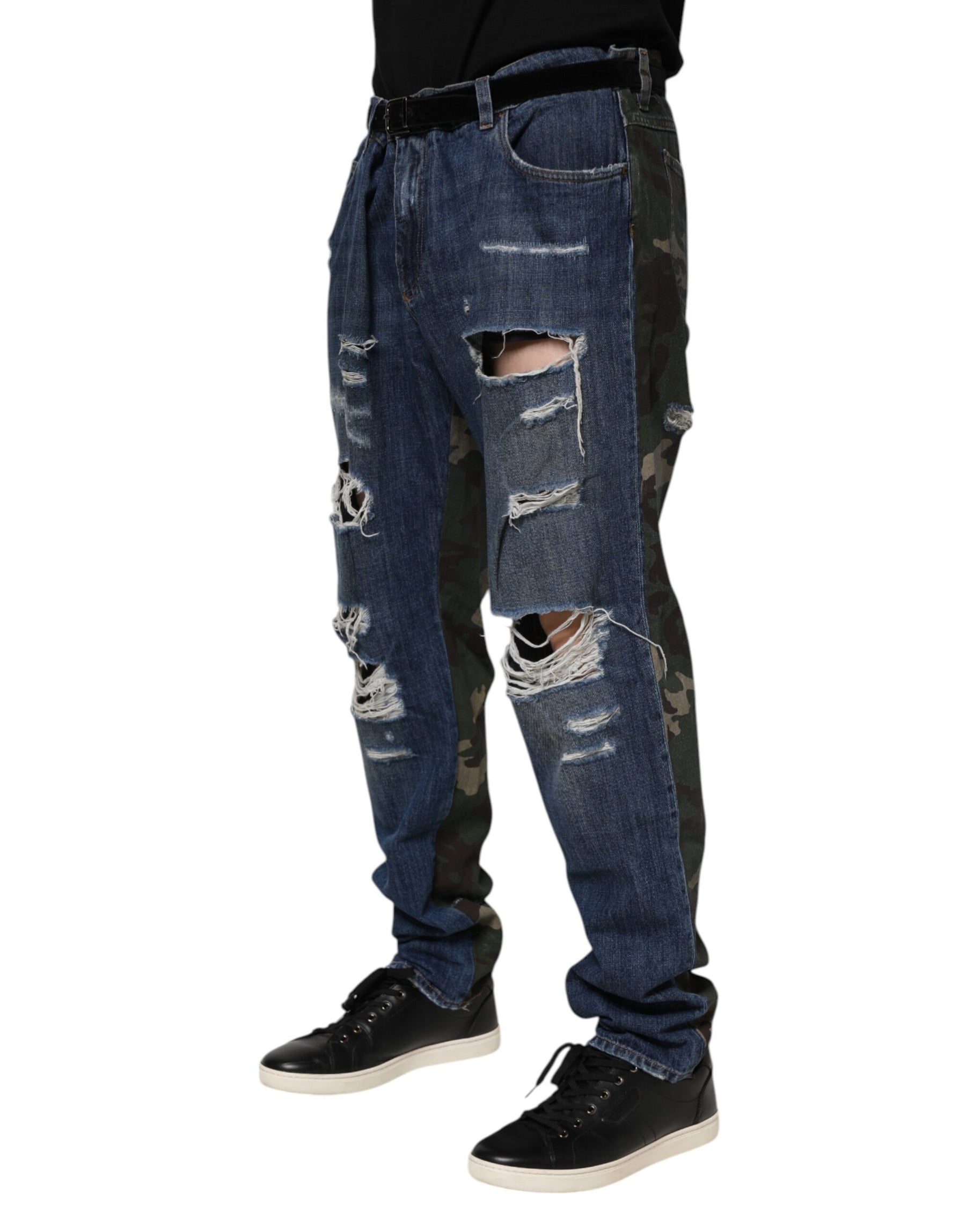 Dolce & Gabbana Blue Cotton Camouflage Denim Jeans | Regal Royce