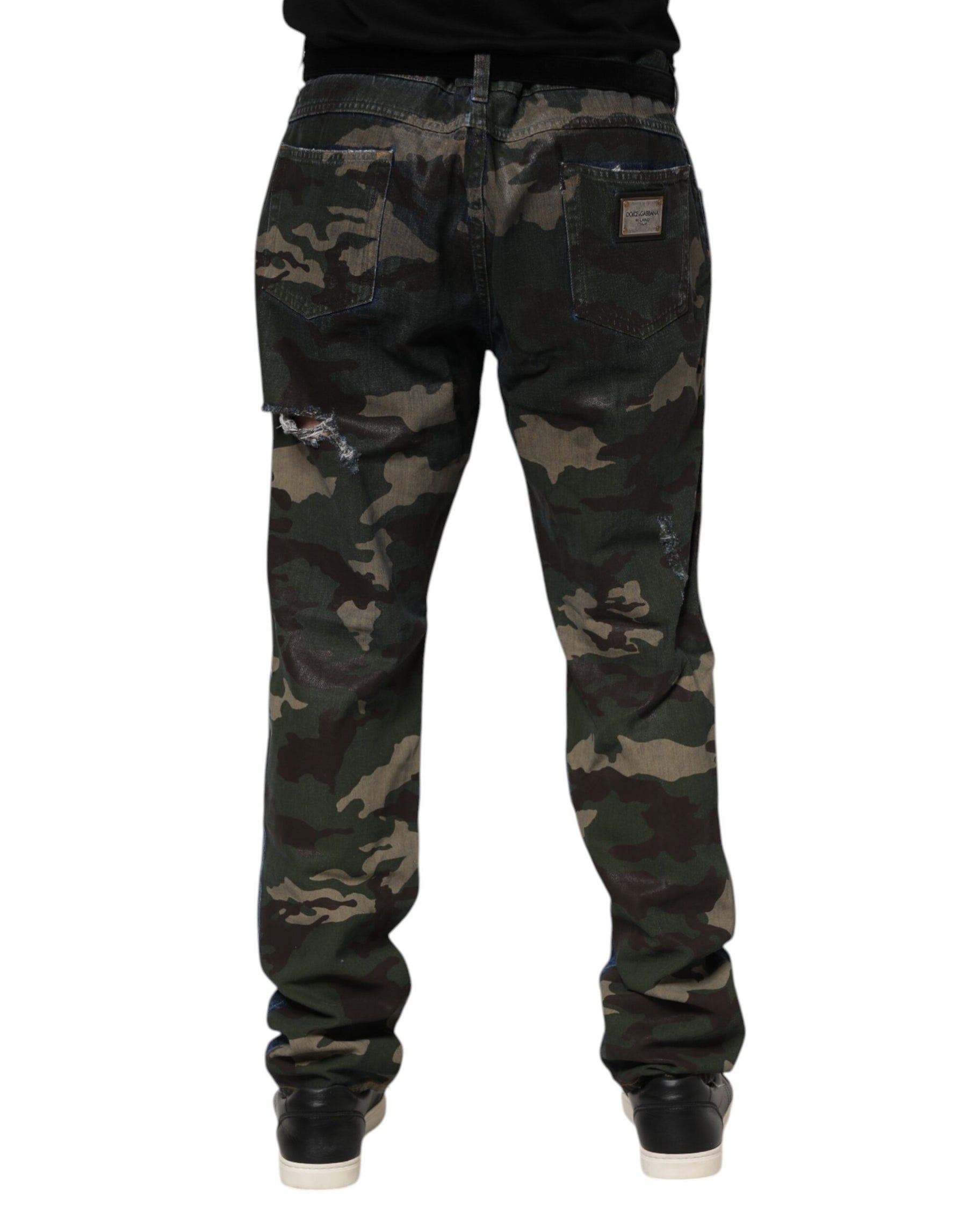 Dolce & Gabbana Blue Cotton Camouflage Denim Jeans | Regal Royce