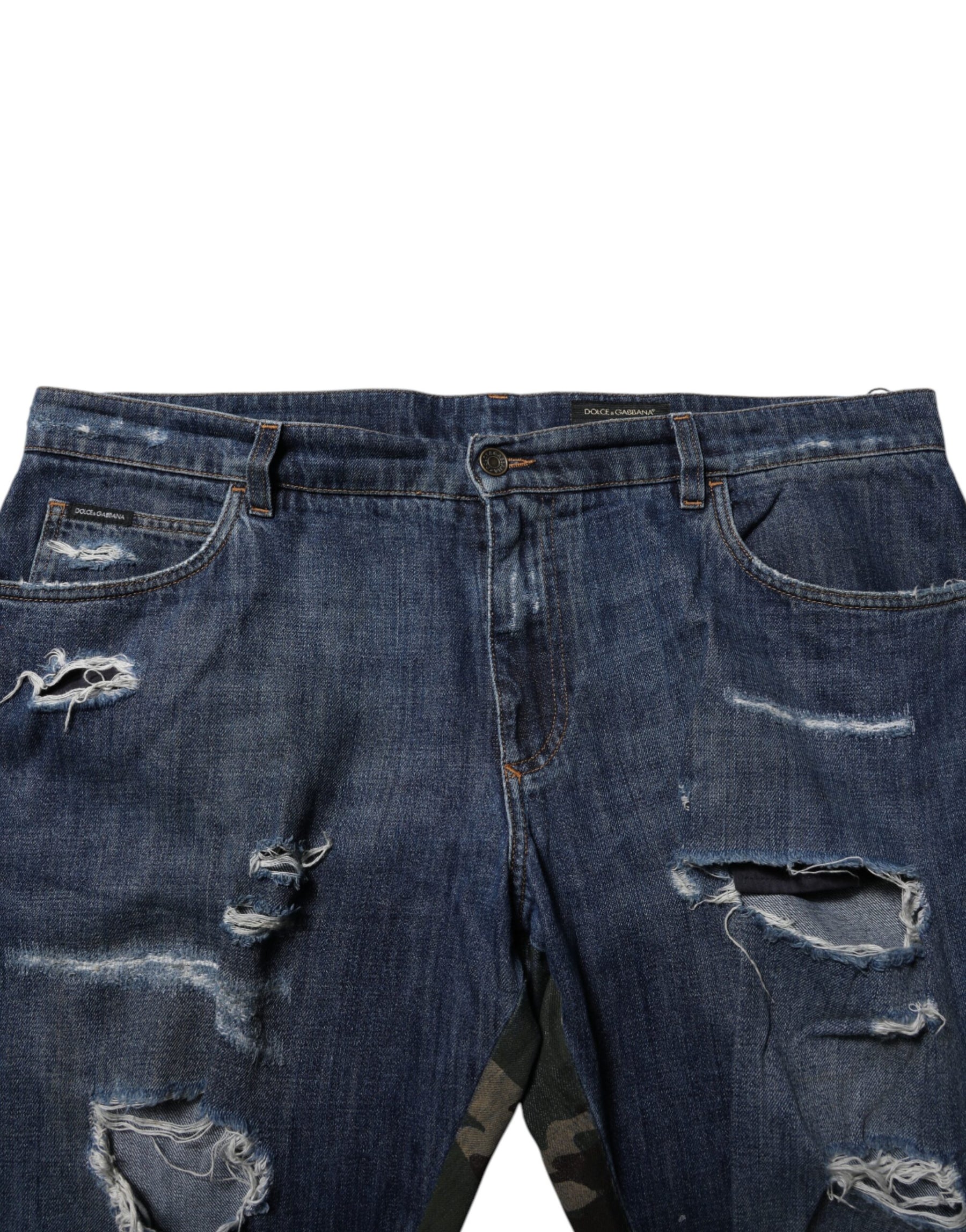 Dolce & Gabbana Blue Cotton Camouflage Denim Jeans | Regal Royce