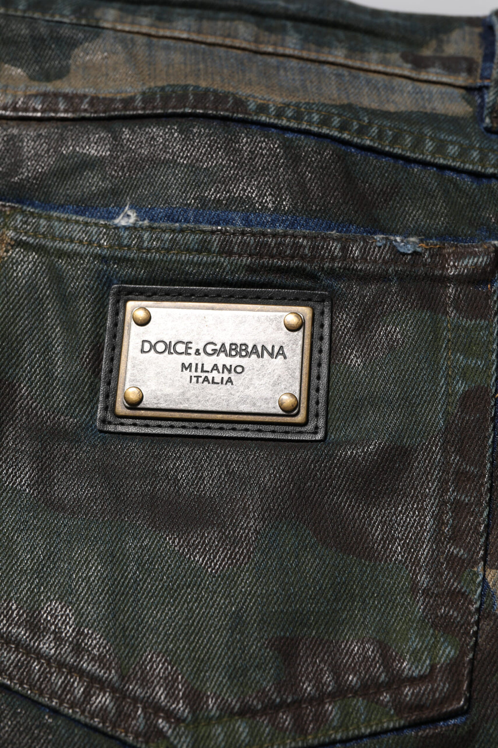 Dolce & Gabbana Blue Cotton Camouflage Denim Jeans