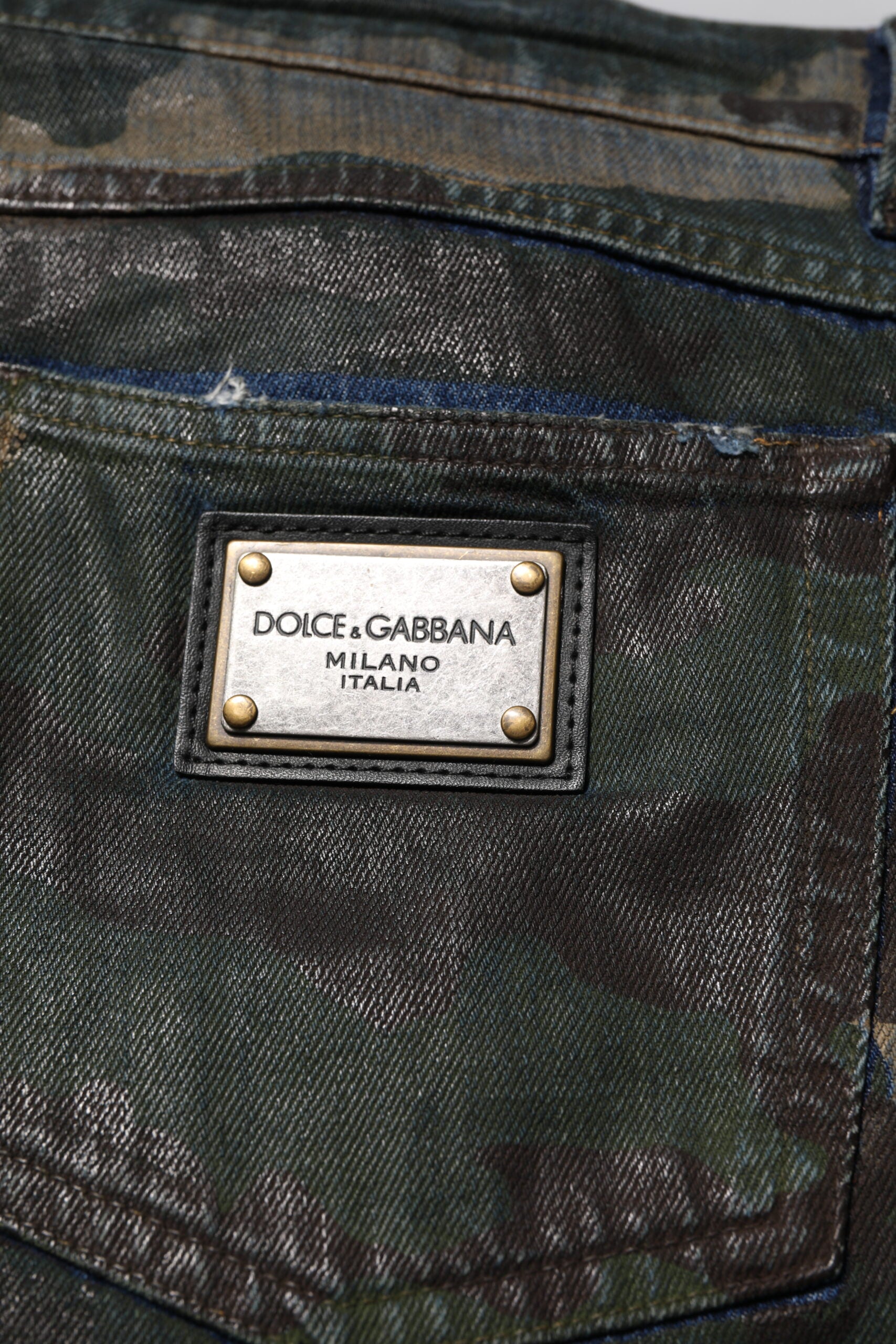 Dolce & Gabbana Blue Cotton Camouflage Denim Jeans | Regal Royce