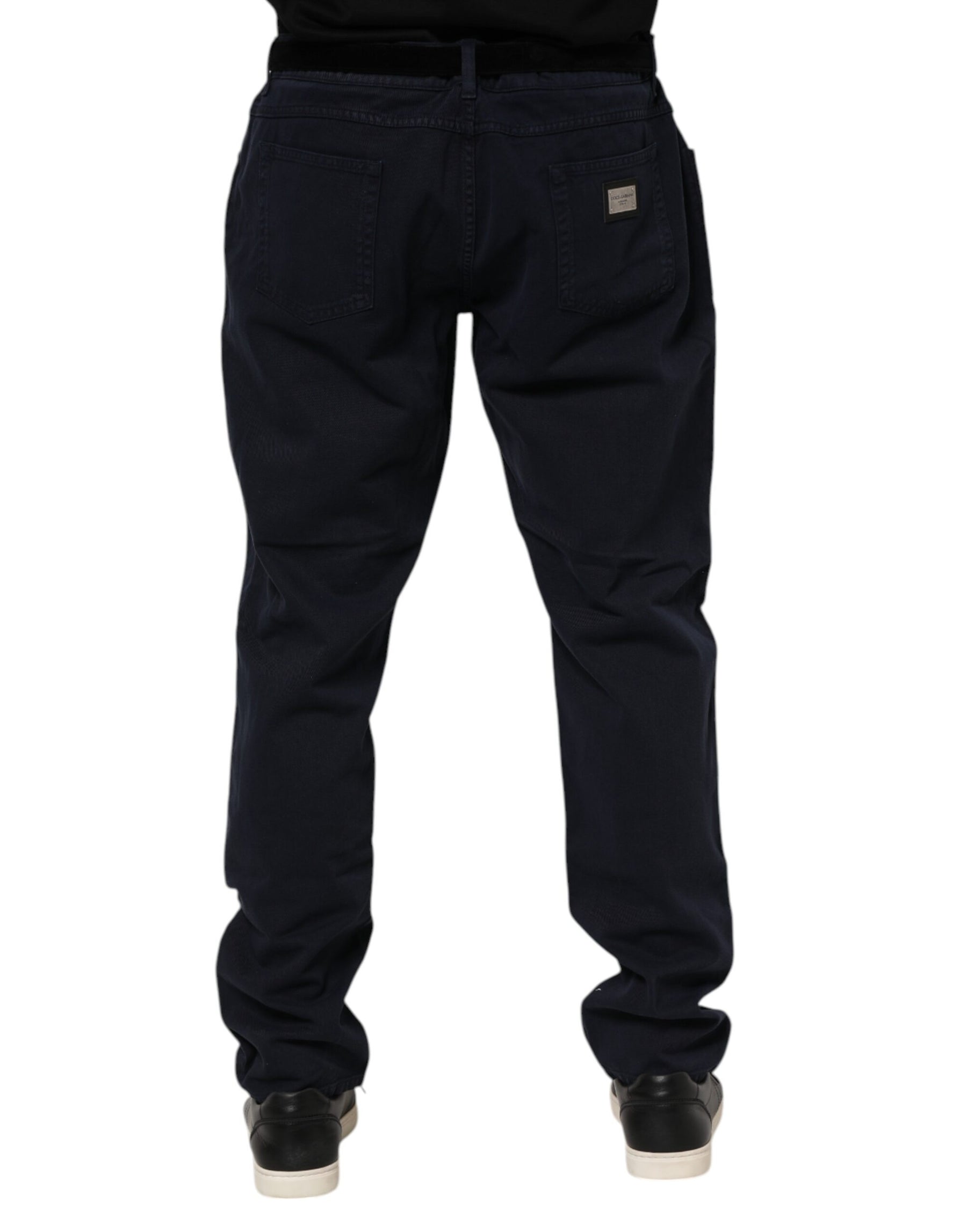 Dolce & Gabbana Black Cotton Tapered Denim Jeans | Regal Royce