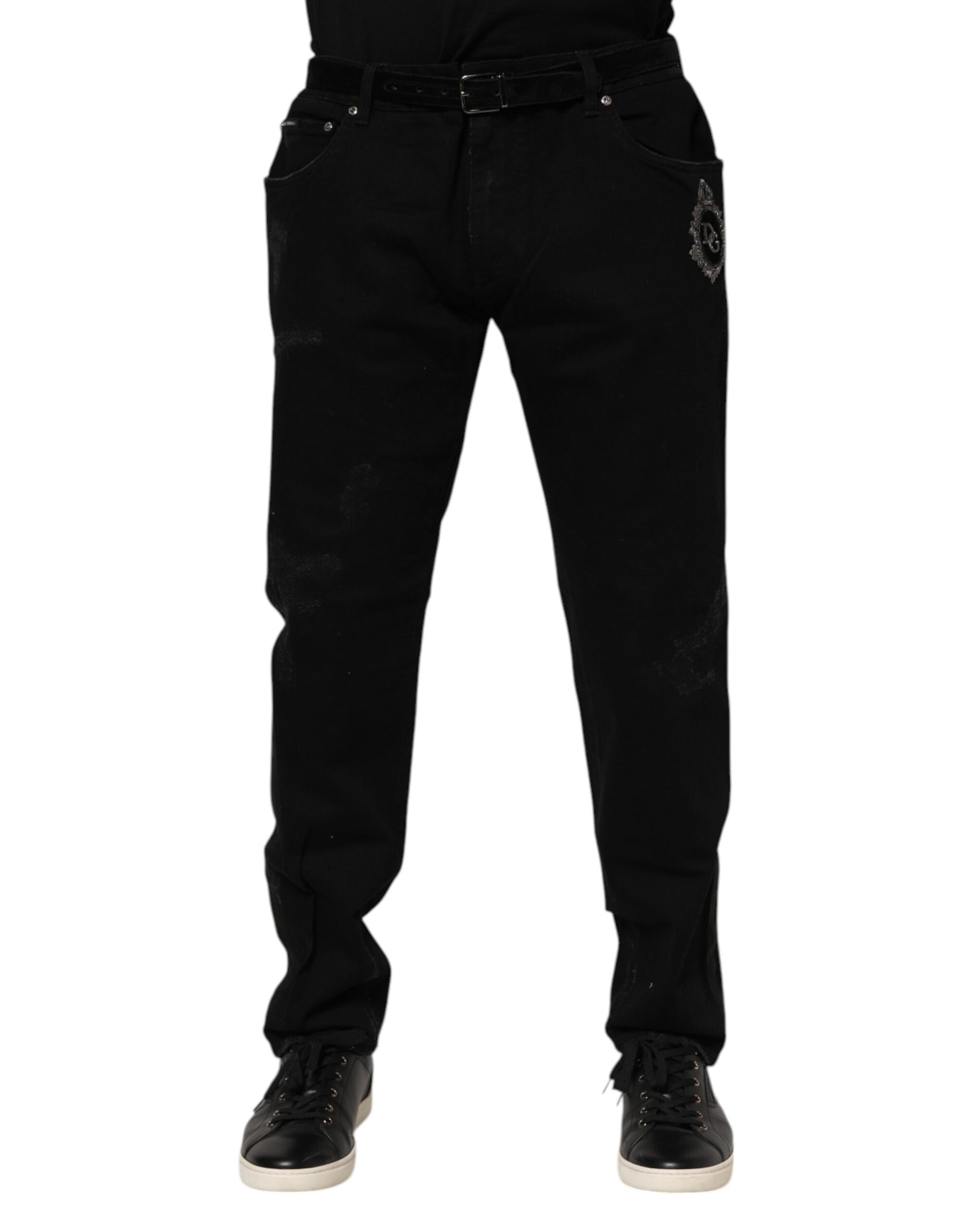 Dolce & Gabbana Black Cotton Skinny Men Denim Jeans | Regal Royce