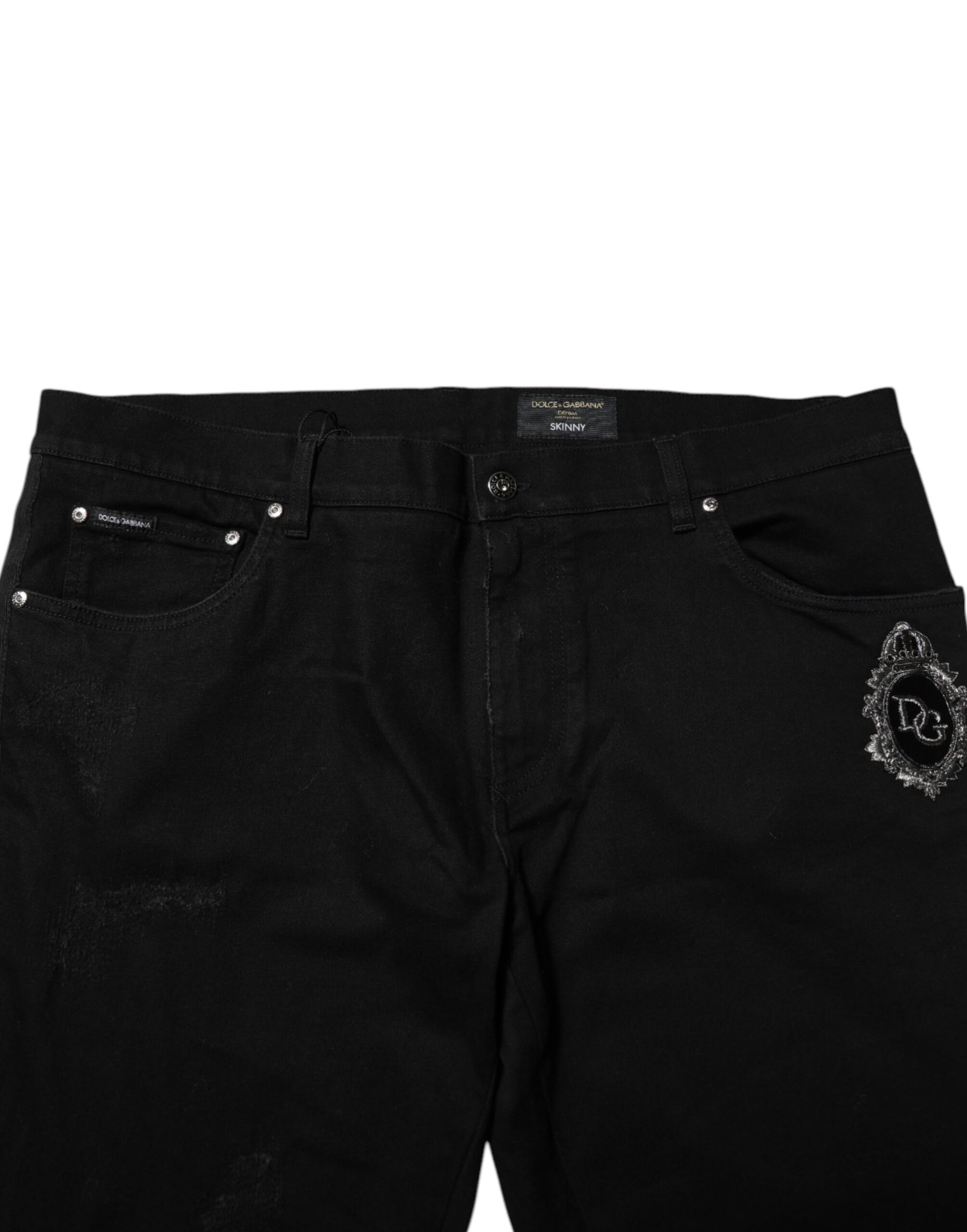 Dolce & Gabbana Black Cotton Skinny Men Denim Jeans | Regal Royce