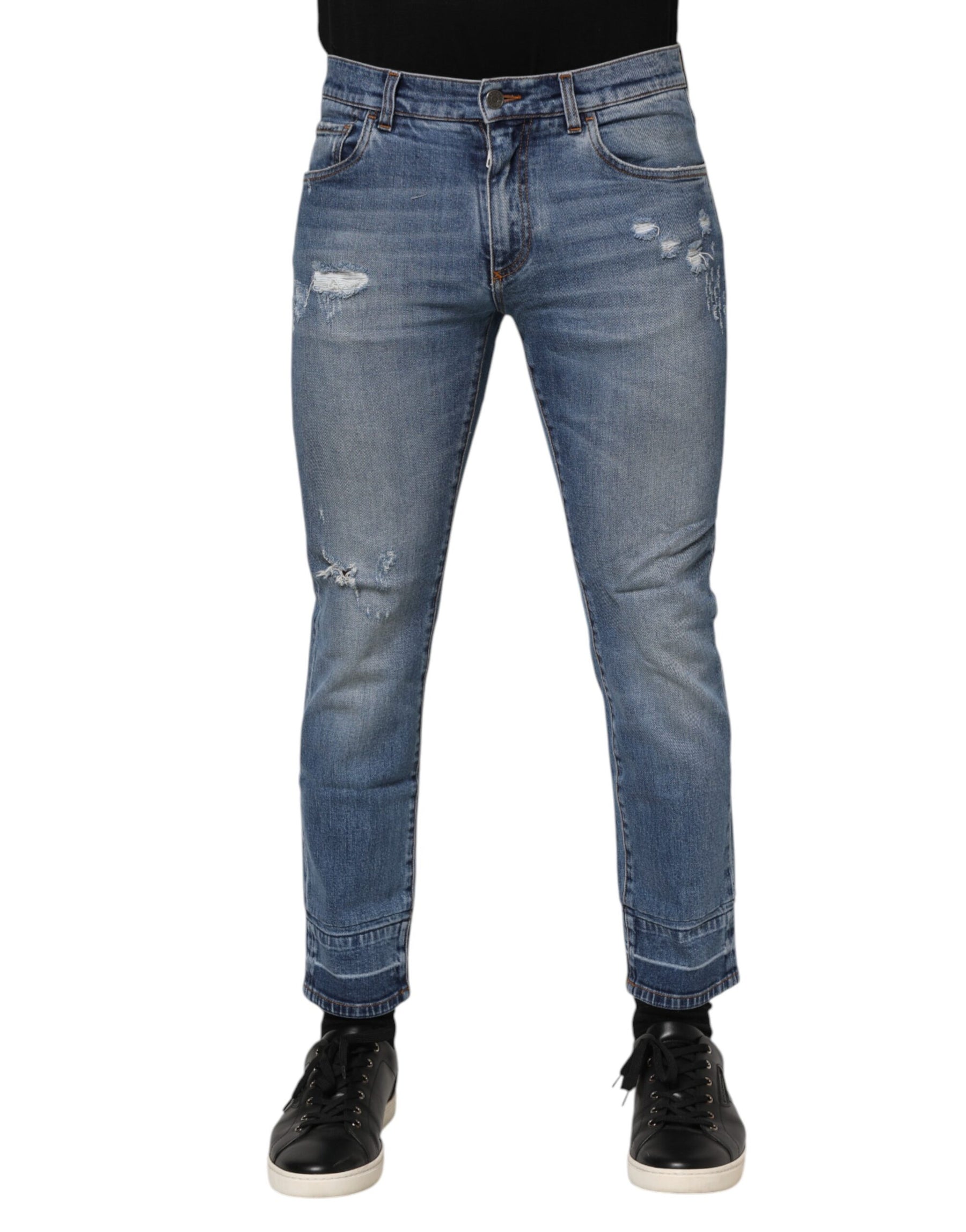 Dolce & Gabbana Blue Cotton Logo Plaque COMFORT Denim Jeans | Regal Royce