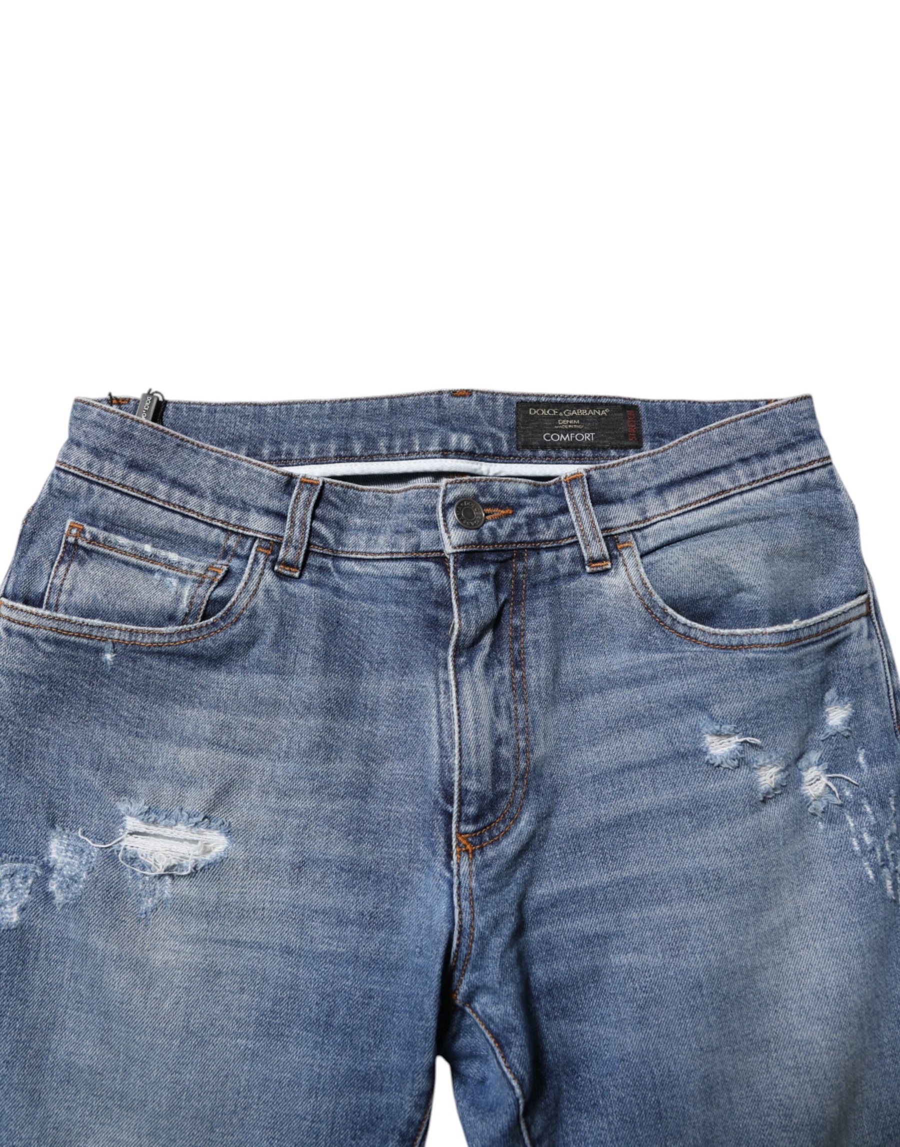 Dolce & Gabbana Blue Cotton Logo Plaque COMFORT Denim Jeans | Regal Royce