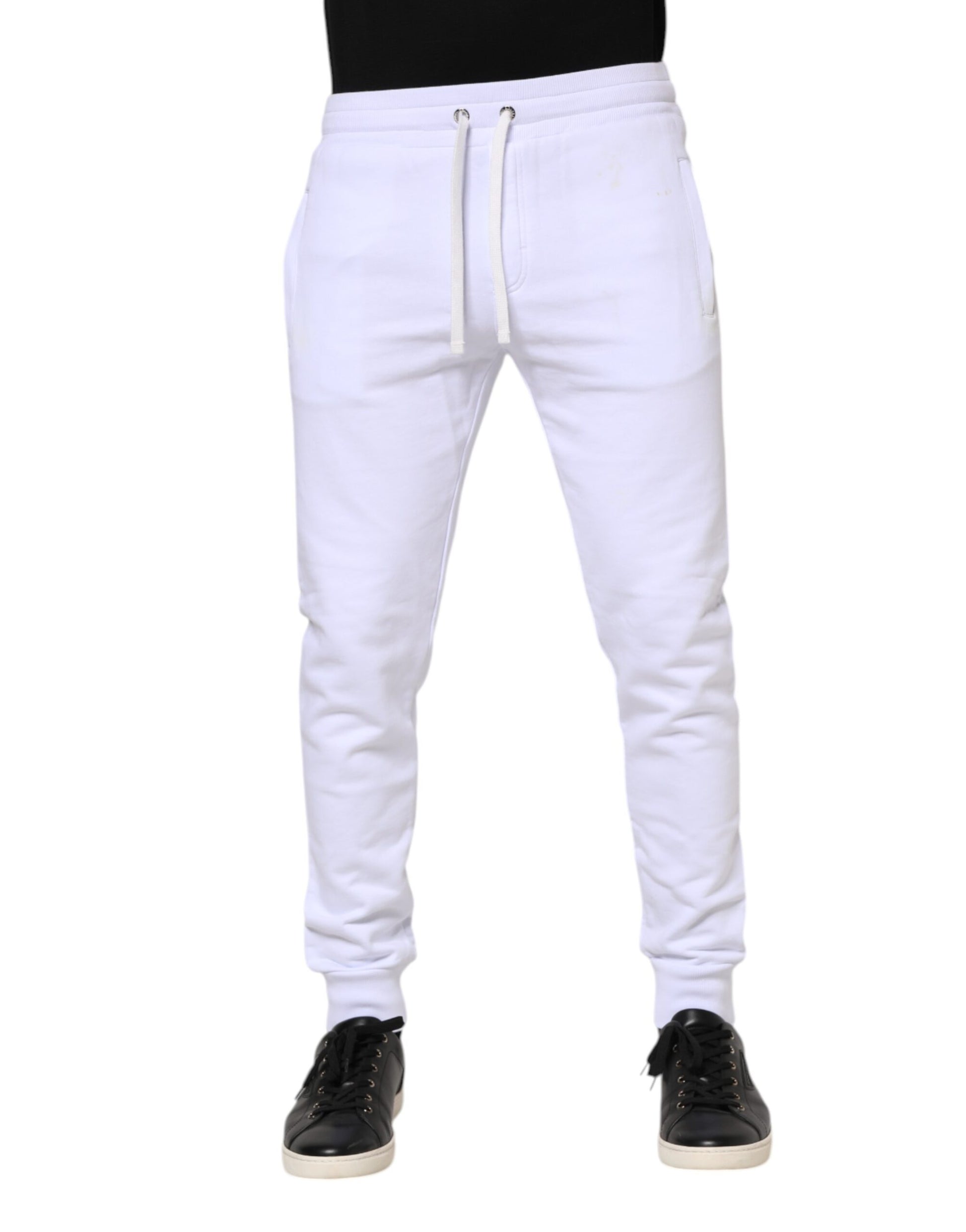 Dolce & Gabbana White Cotton Drawstring Jogger Pants