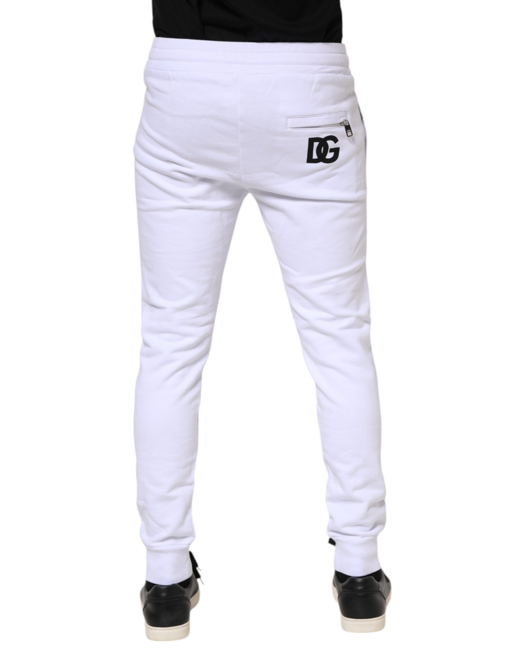 Dolce & Gabbana White Cotton Drawstring Jogger Pants | Regal Royce