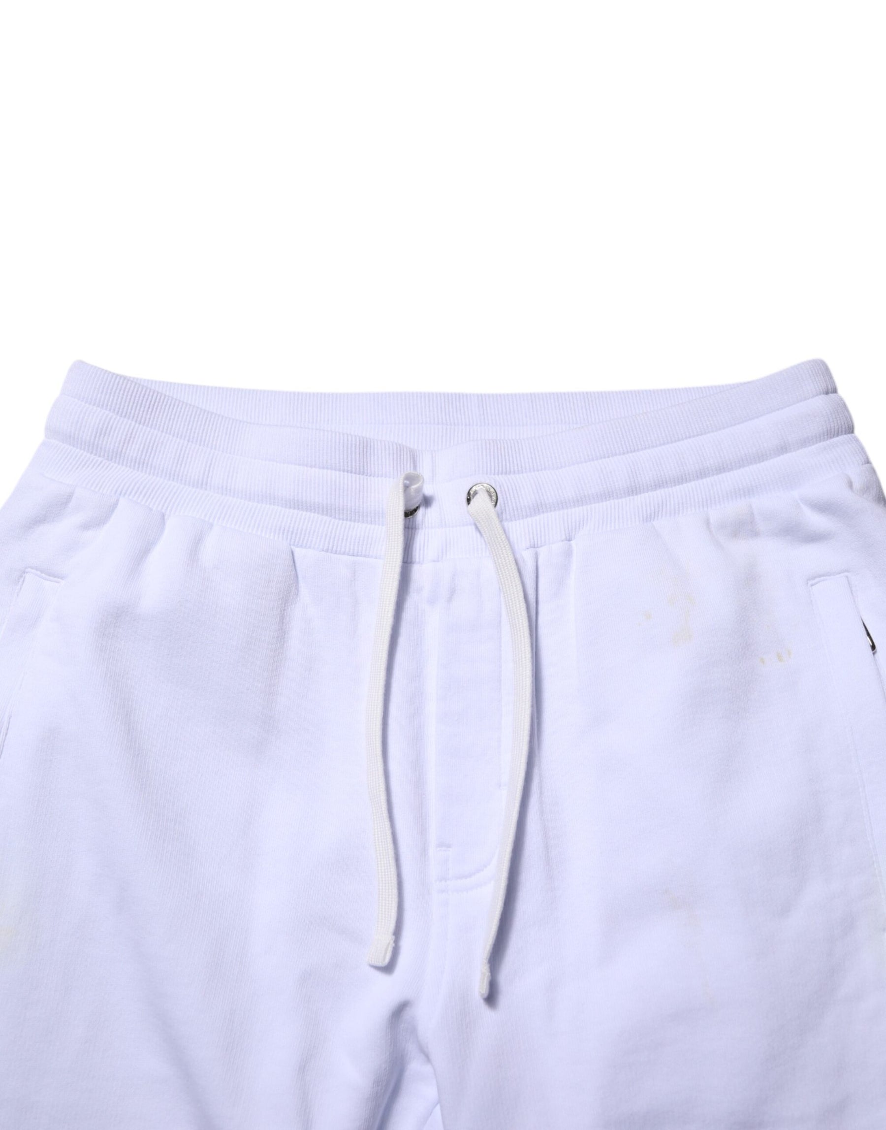 Dolce & Gabbana White Cotton Drawstring Jogger Pants | Regal Royce