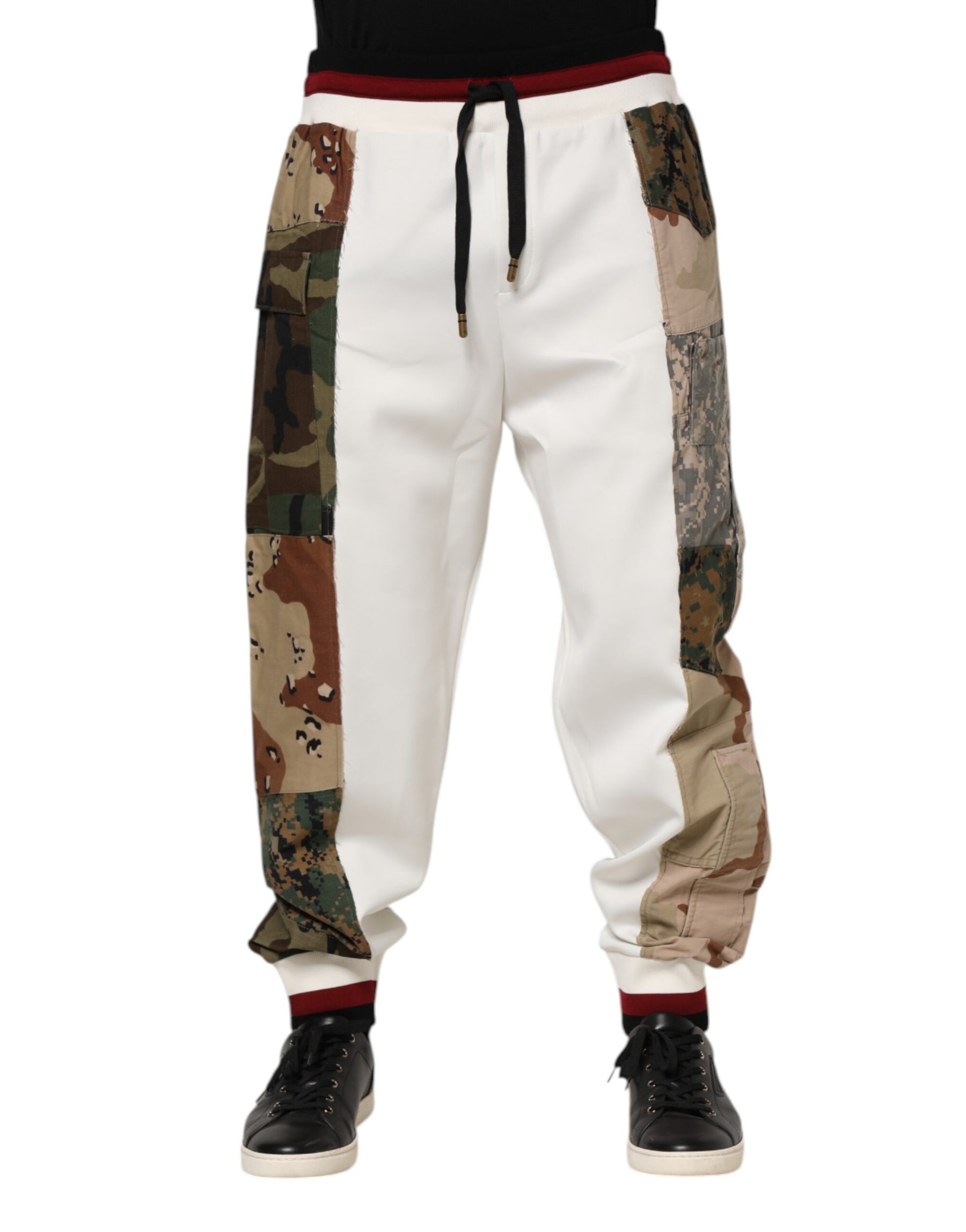 Dolce & Gabbana White Patchwork Jogger Pants | Regal Royce