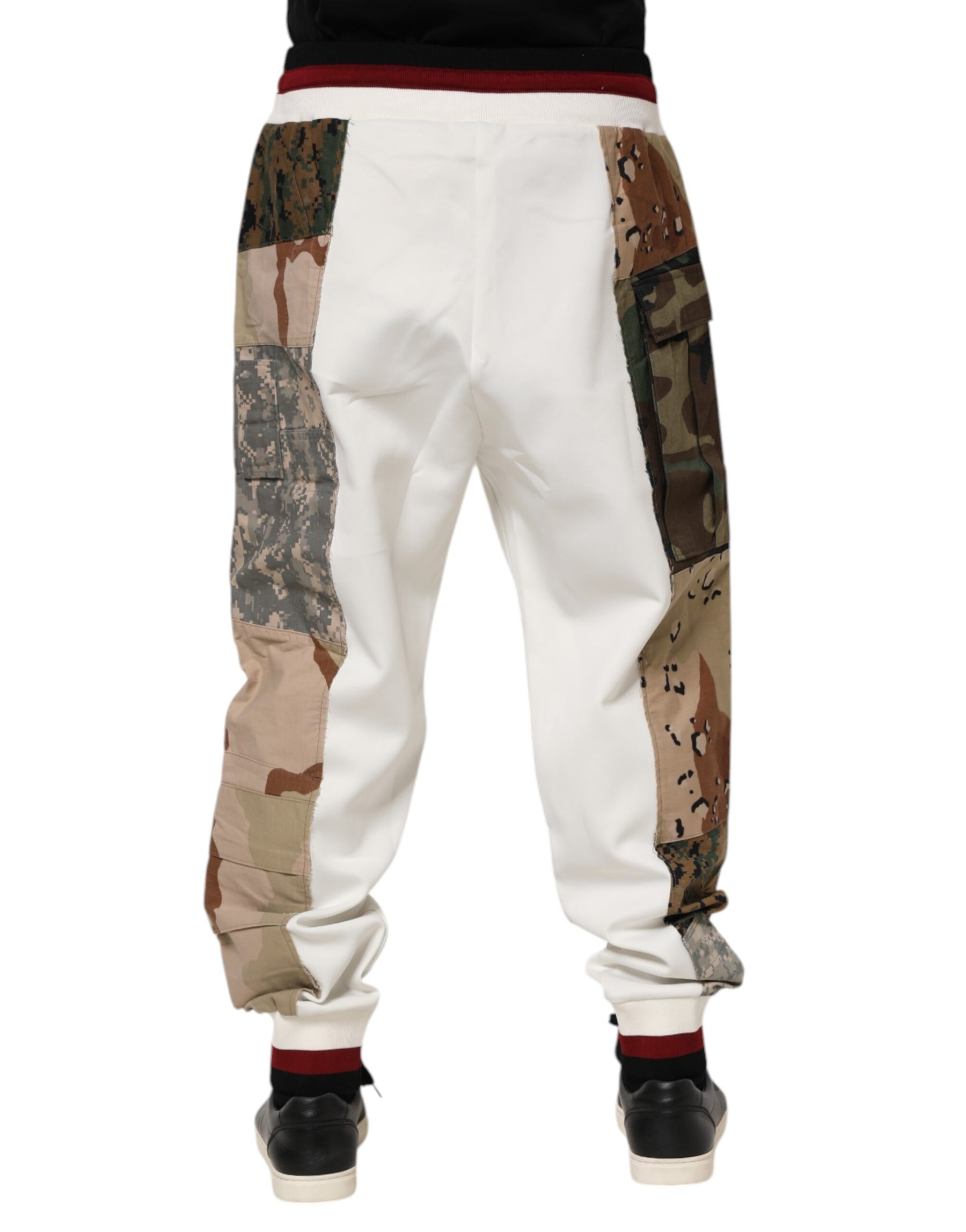 Dolce & Gabbana White Patchwork Mens Jogger Pants | Regal Royce