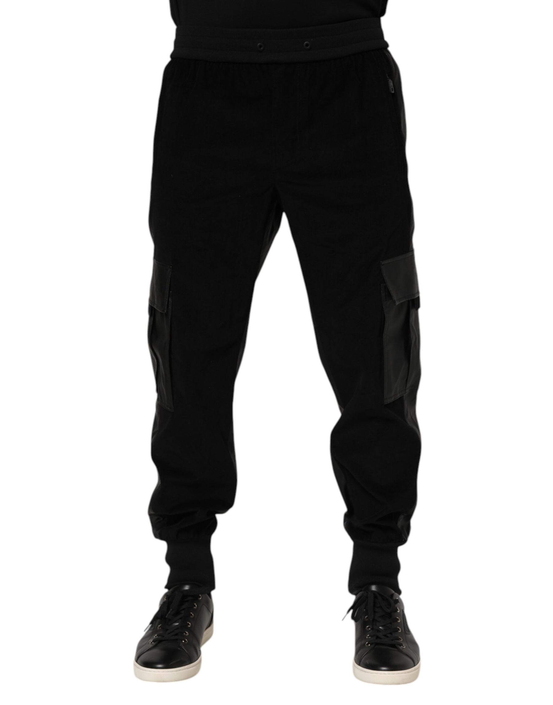 Dolce & Gabbana Black Cotton Cargo Men Jogger Pants | Regal Royce