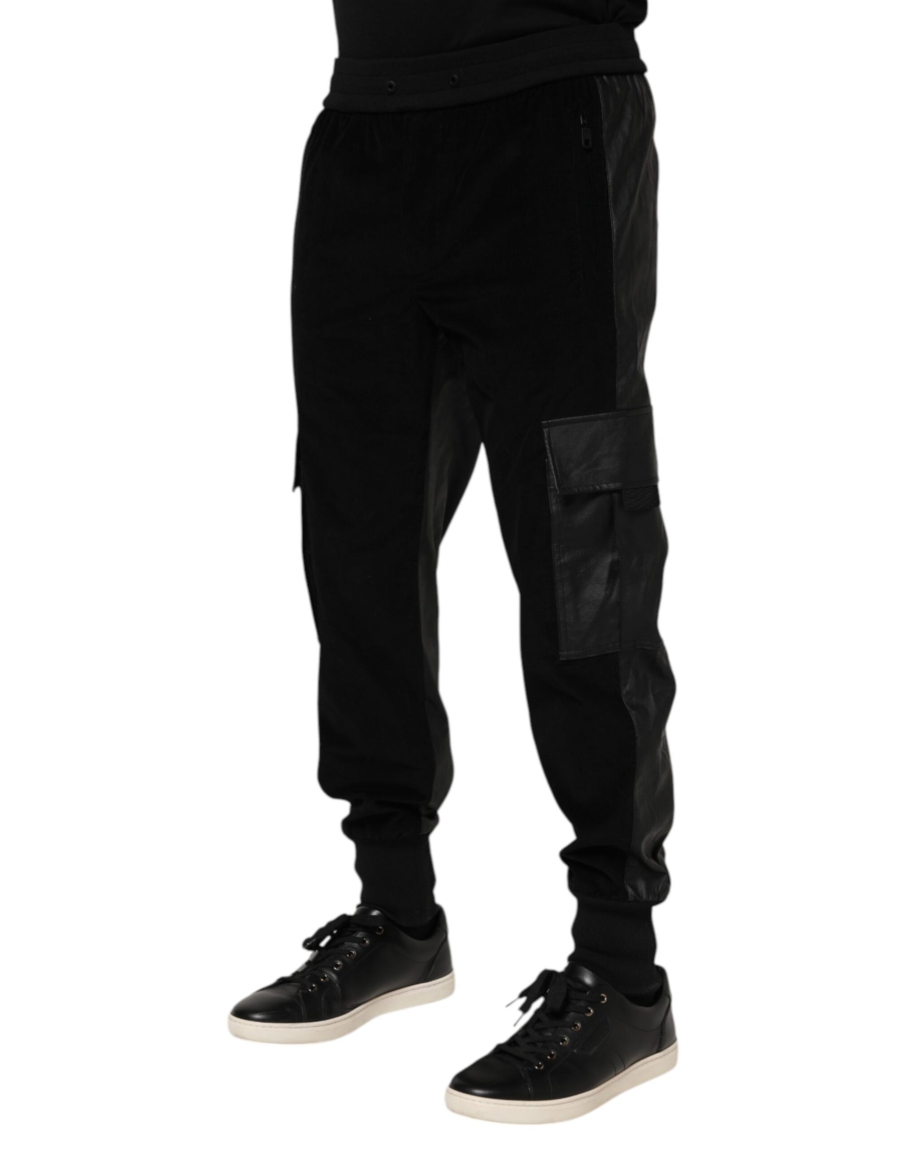 Dolce & Gabbana Black Cotton Cargo Men Jogger Pants | Regal Royce