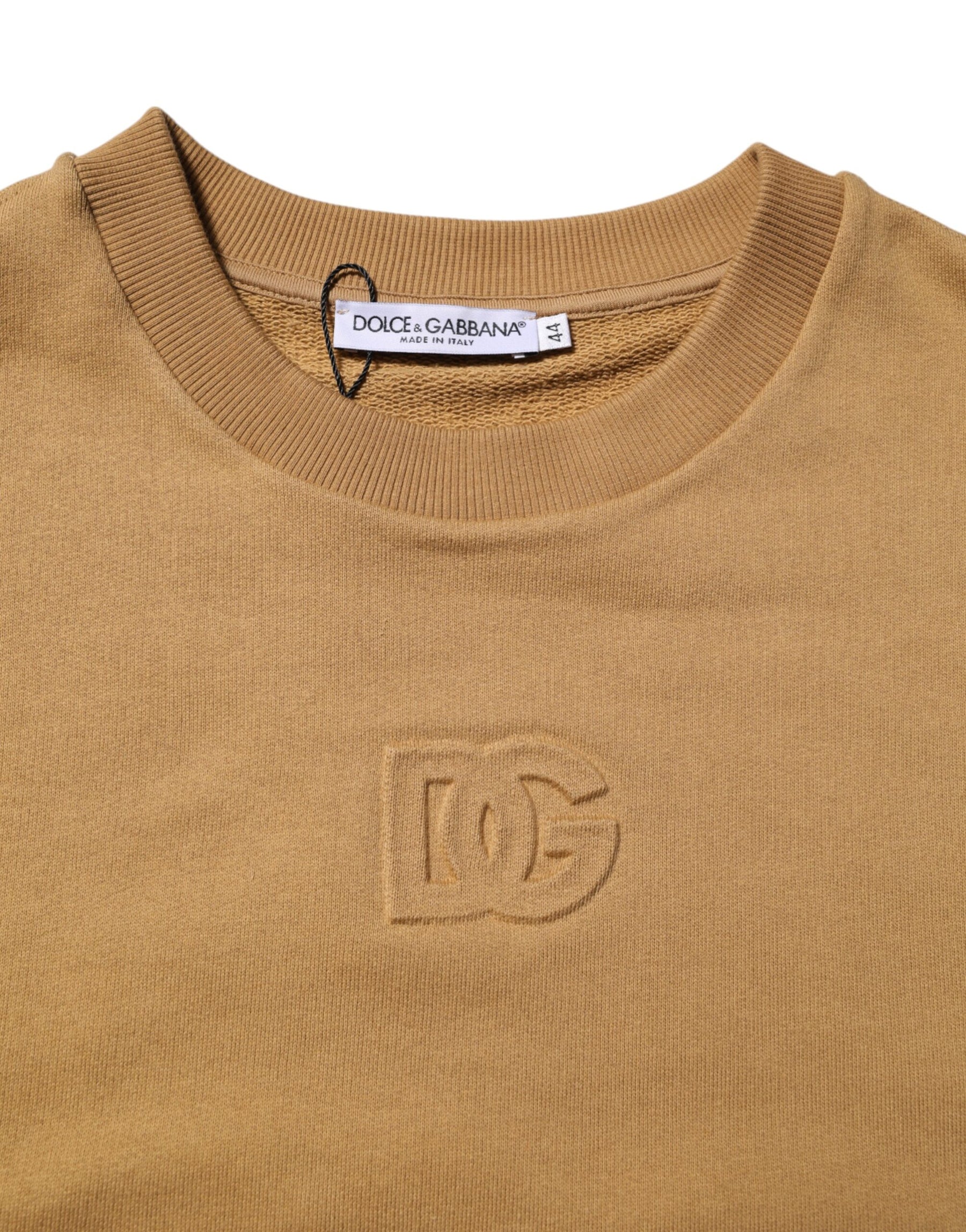 Dolce & Gabbana Mustard Cotton DG Embossed Pullover Sweater | Regal Royce