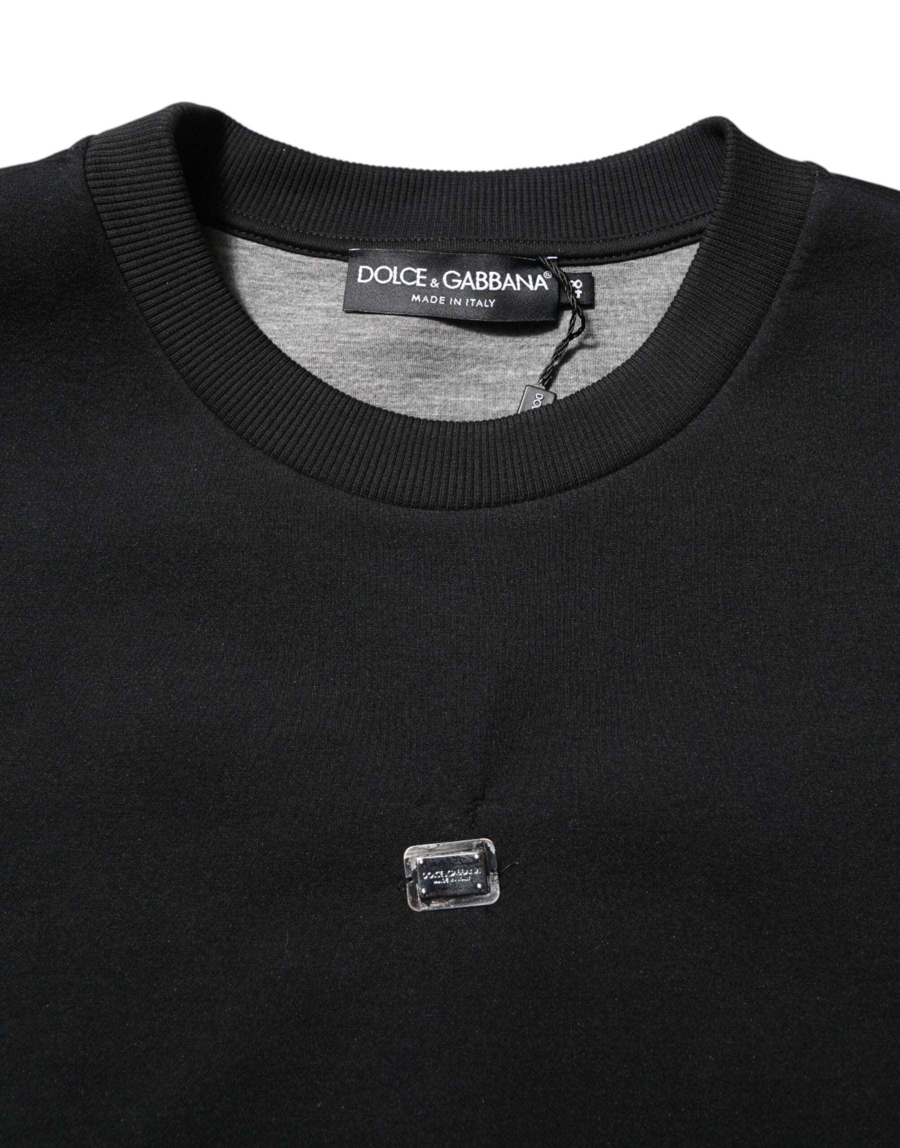 Dolce & Gabbana Black Modal DG Logo Plaque Pullover Sweater | Regal Royce